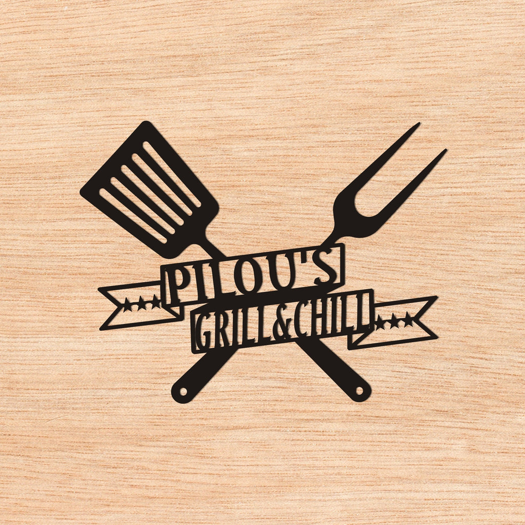 Personalized Grill Backyard Sign, BBQ Lovers CustomMetal Sign, Unique Bar Sign, Christmas Gift, Custom Metal BBQ Sign, Large Metal Pub Sign