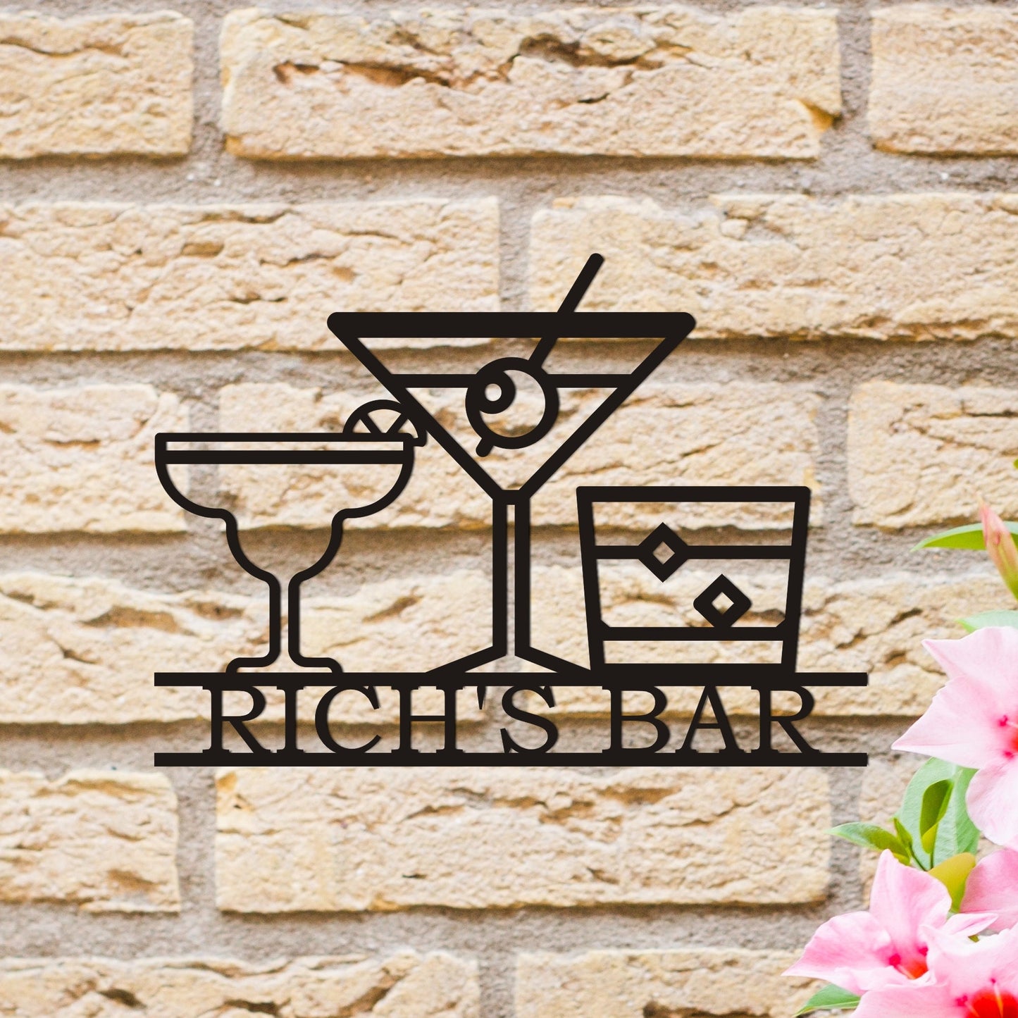 Personalized Bar Metal Wall Art, Cocktail Metal Wall Art, Custom Bar Sign, Unique Birthday Gift, Metal Name Sign, Custom Pub Name Sign