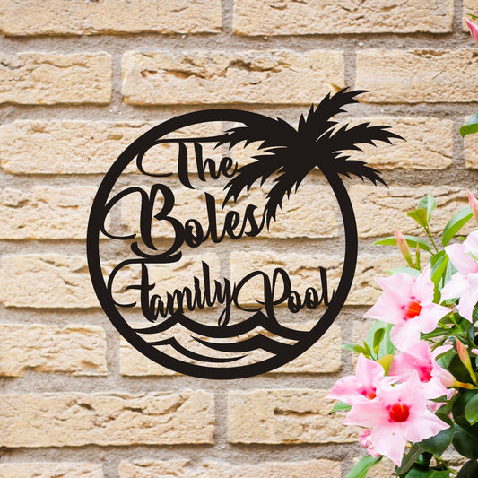 Personalized Metal Pool Name Sign - Custom Family Name Pool Decor - Beach Pool Bar Name Sign - Unique Birthday Gift - Best Anniversary Gift