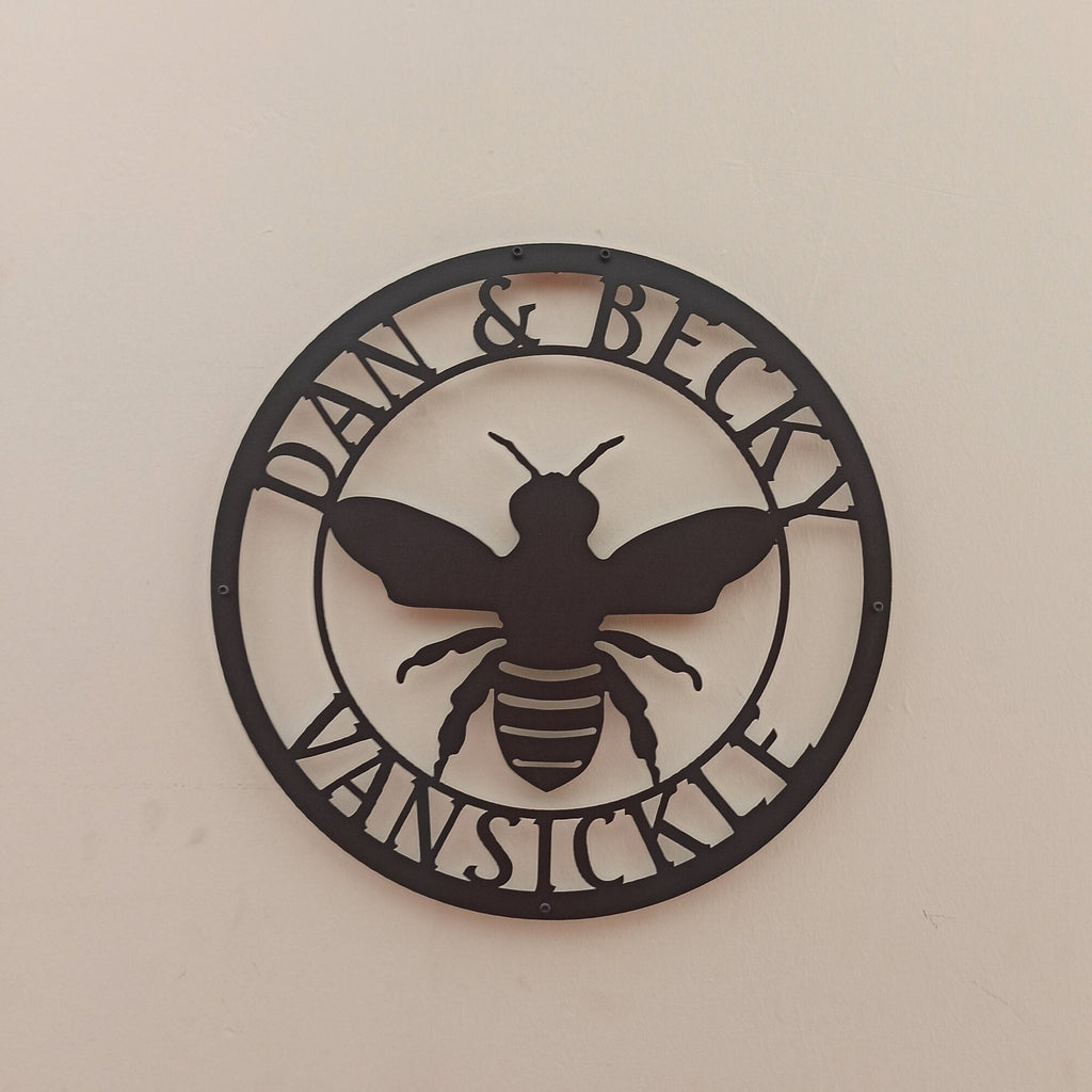 Personalized Honey Bee Sign, Farm Sign with established, Honey Bee Family Name, Custom Metal name, Best Anniversary Gift, Christmas Gift