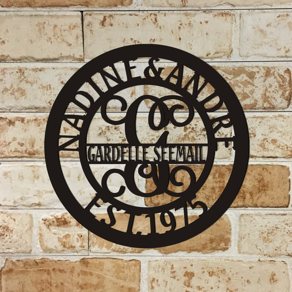 Personalized Monogram Metal Name Sign, Custom Metal Name Sign,