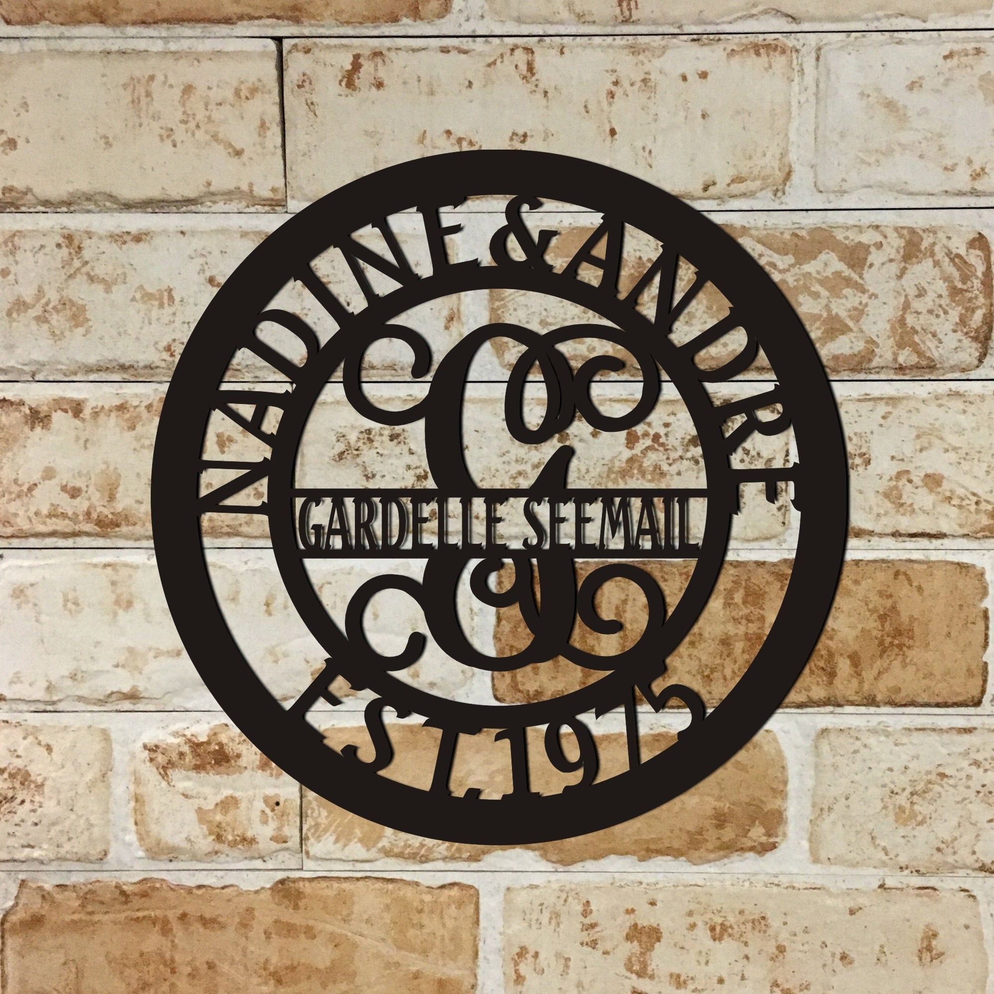 Personalized Monogram Metal Name Sign, Custom Metal Name Sign,