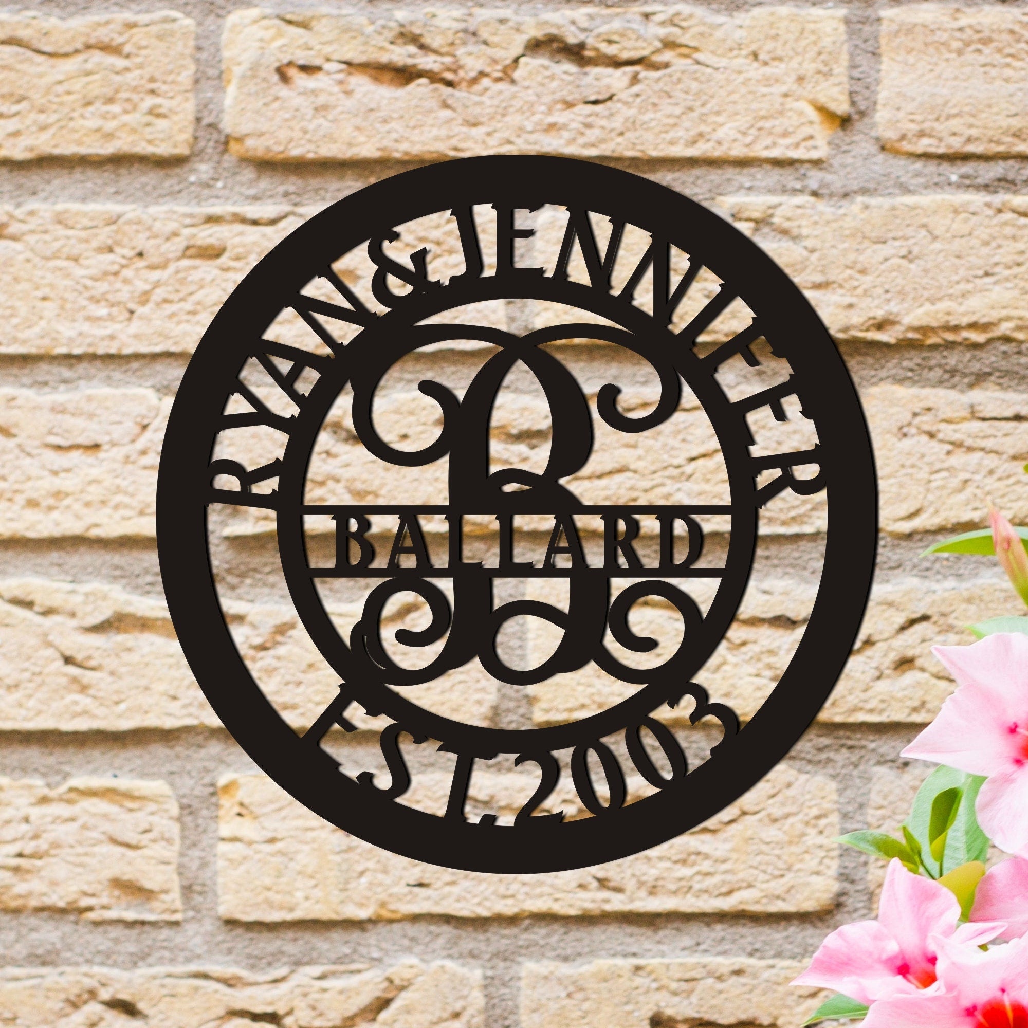 Personalized Monogram Metal Name Sign, Custom Metal Name Sign,