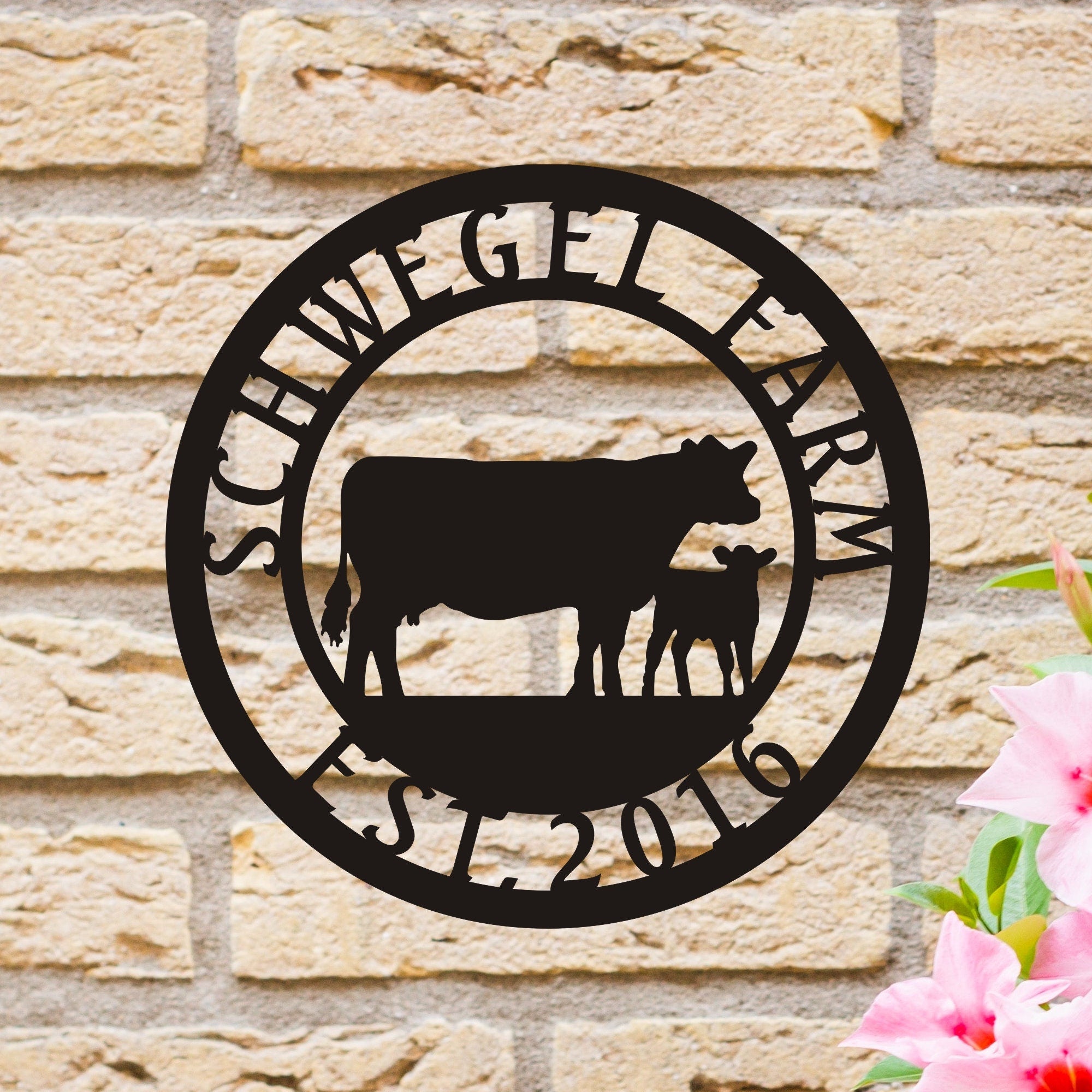 Custom Cow Farm Metal Sign, Personalized Ranch name Sign, Porch Metal Wall Art, Unique Birthday Gift, Christmas Gift for Dad, Easy to Hang