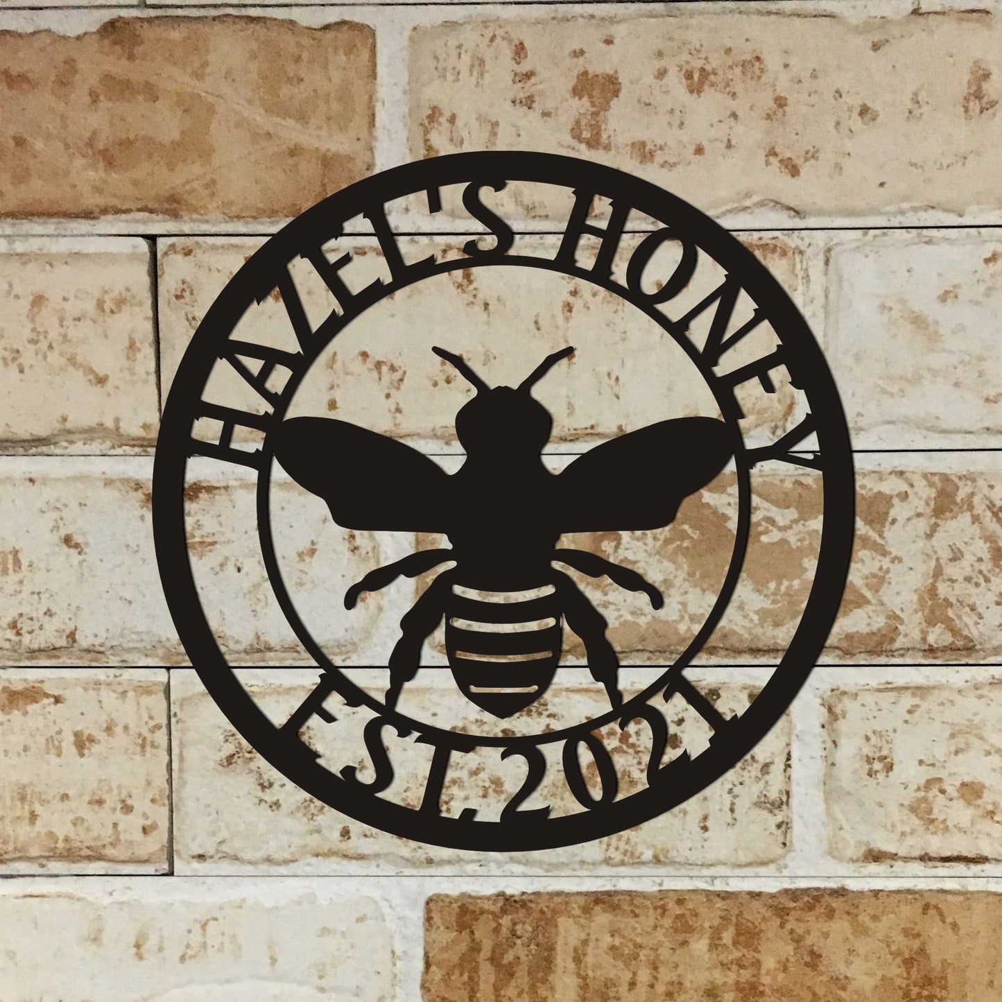 Personalized Honey Bee Sign, Farm Sign with established, Honey Bee Family Name, Custom Metal name, Best Anniversary Gift, Christmas Gift