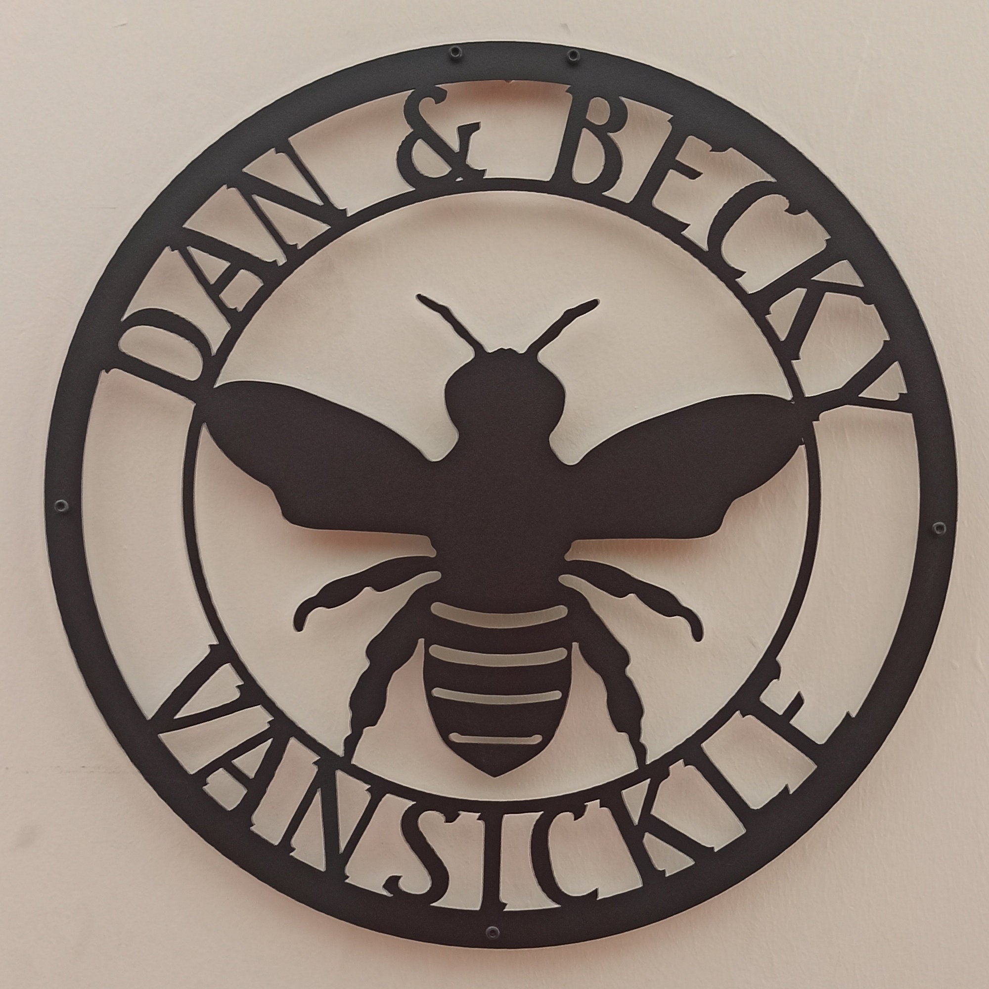 Personalized Honey Bee Sign, Farm Sign with established, Honey Bee Family Name, Custom Metal name, Best Anniversary Gift, Christmas Gift