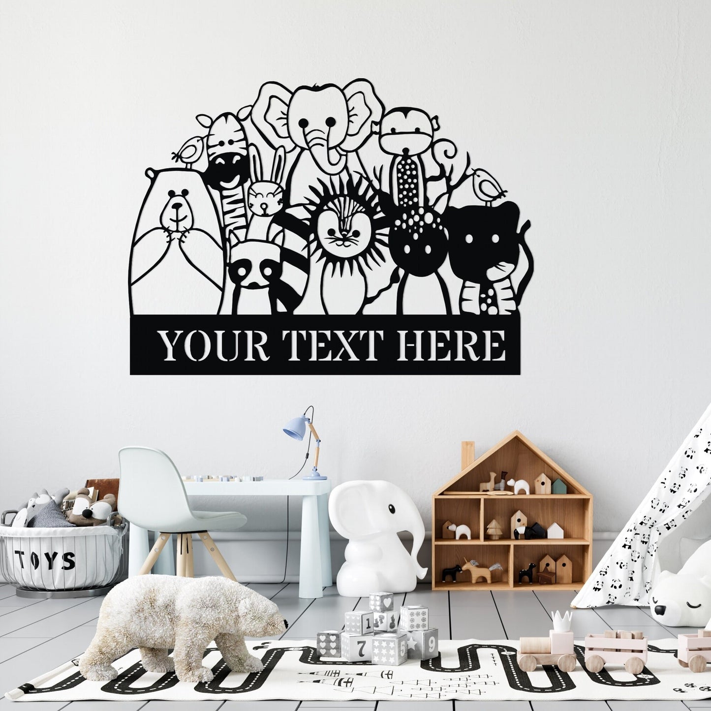 Personalized Metal Child Room Name Sign, Custom Kindergarten Name Sign, Kidsroom Door Wall Decor, Christmas Gift for Child, animal name sign