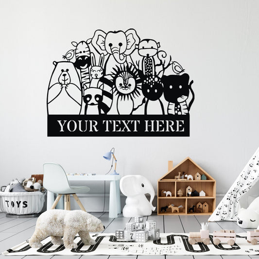 Personalized Metal Child Room Name Sign, Custom Kindergarten Name Sign, Kidsroom Door Wall Decor, Christmas Gift for Child, animal name sign