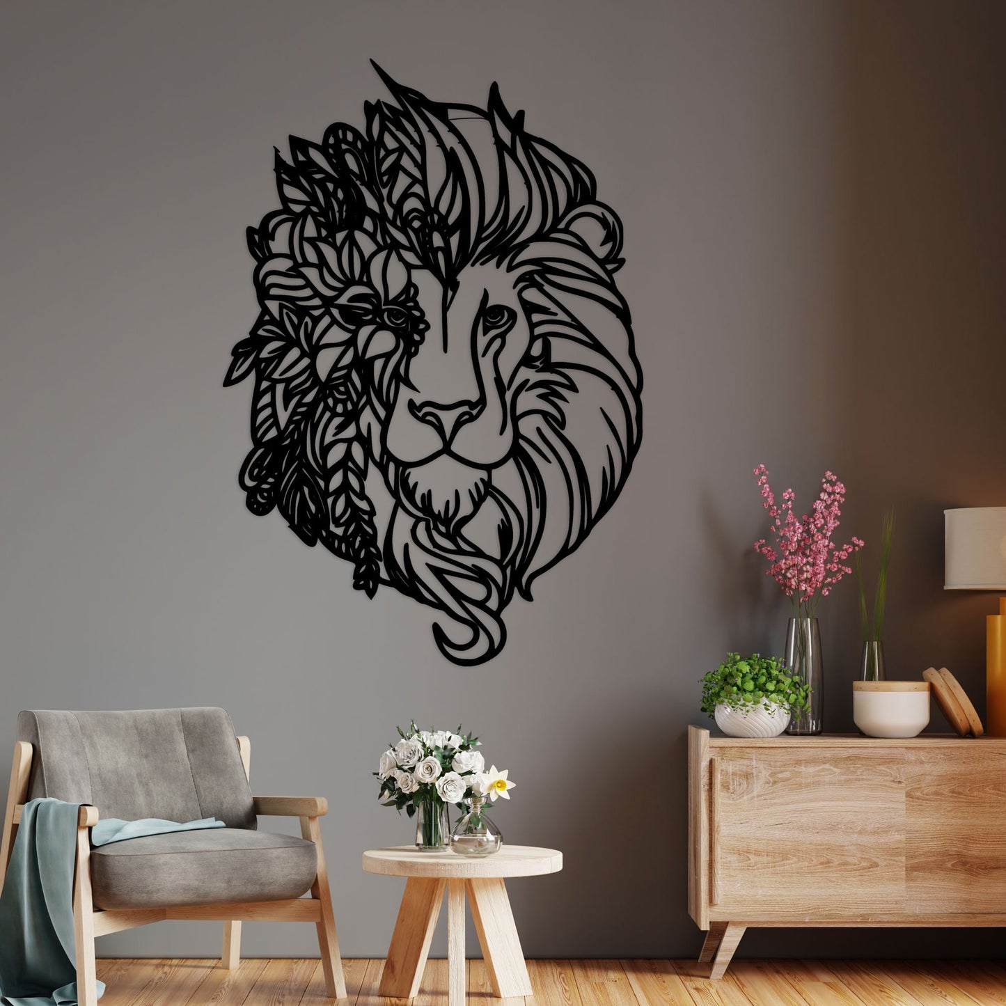 Mandala Lion Metal Wall Art, Metal Mandala Lion Wall Decor, Wall Decor, Unique Metal Gift, Lion Head Metal Wall Art, Housewarming Gift
