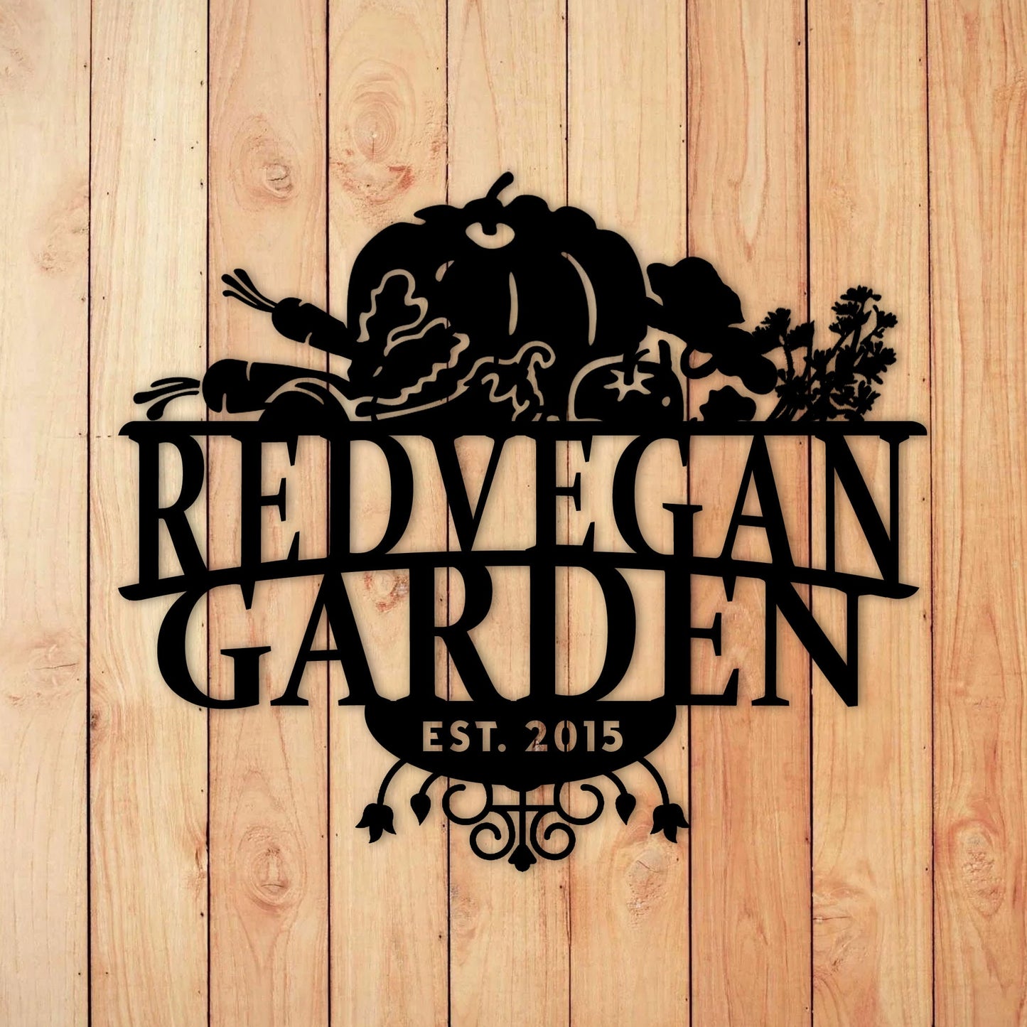 Personalized House Garden Metal Name Sign, Custom Vegan and Fruit Figures Metal Name Sign, Christmas Gift, Home Garden Entry Metal Sign