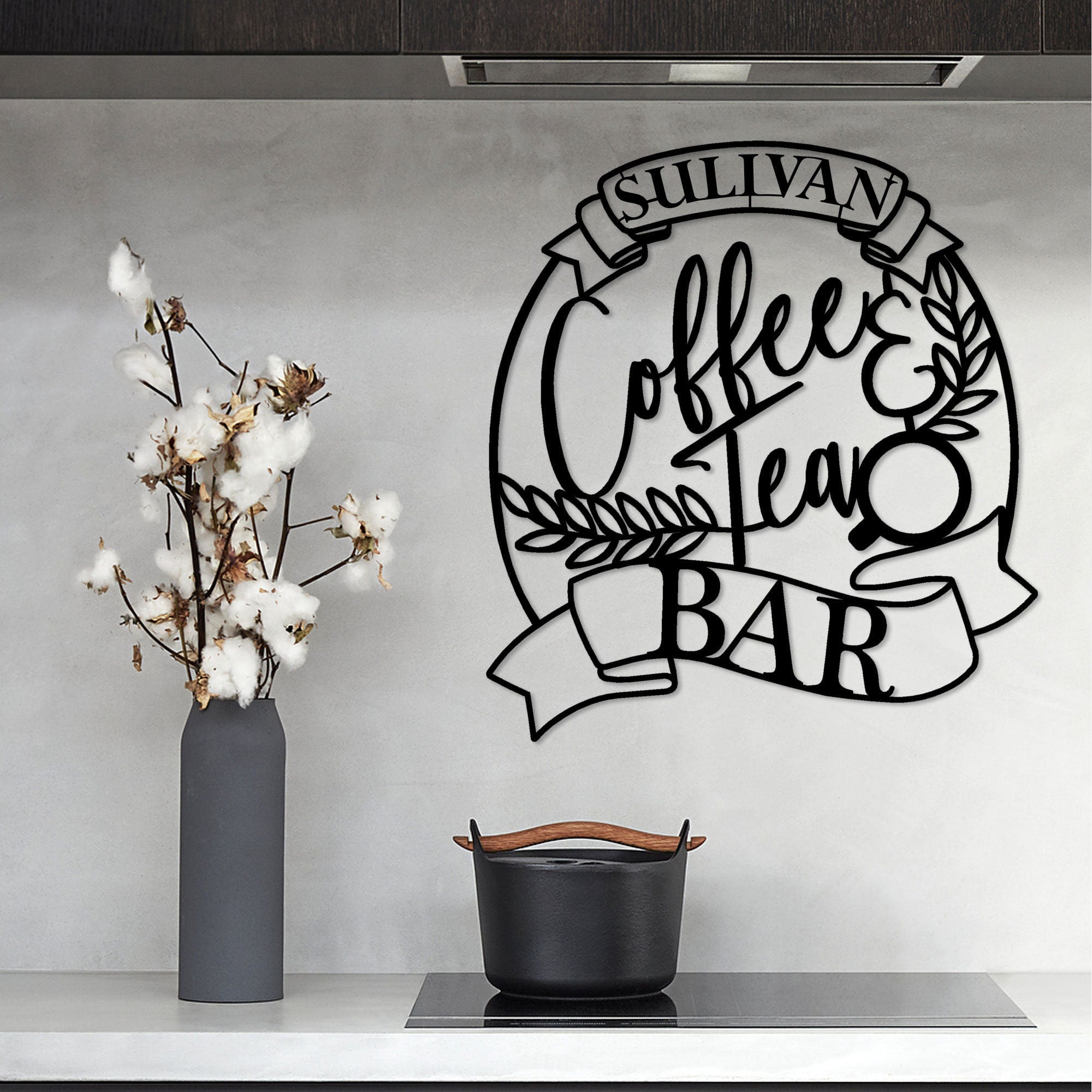Personalized Cafe and Tea Metal Wall Art, Custom Kitchen Wall Decor, Christmas Gift, Personalized Metal Cafe Name Sign, Personalized Sign