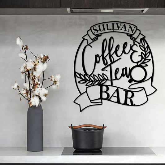 Personalized Cafe and Tea Metal Wall Art, Custom Kitchen Wall Decor, Christmas Gift, Personalized Metal Cafe Name Sign, Personalized Sign