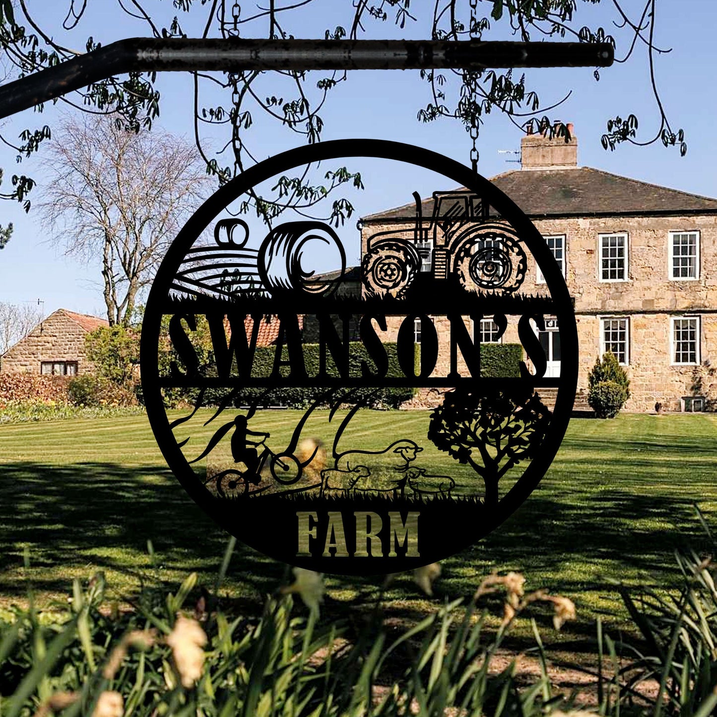 Personalized Metal Farm Sign, Custom Ranch House Metal Sign, Unique Birthday Gift, Christmas Gift for Dad, Easy To Hang, Customize Wall Art