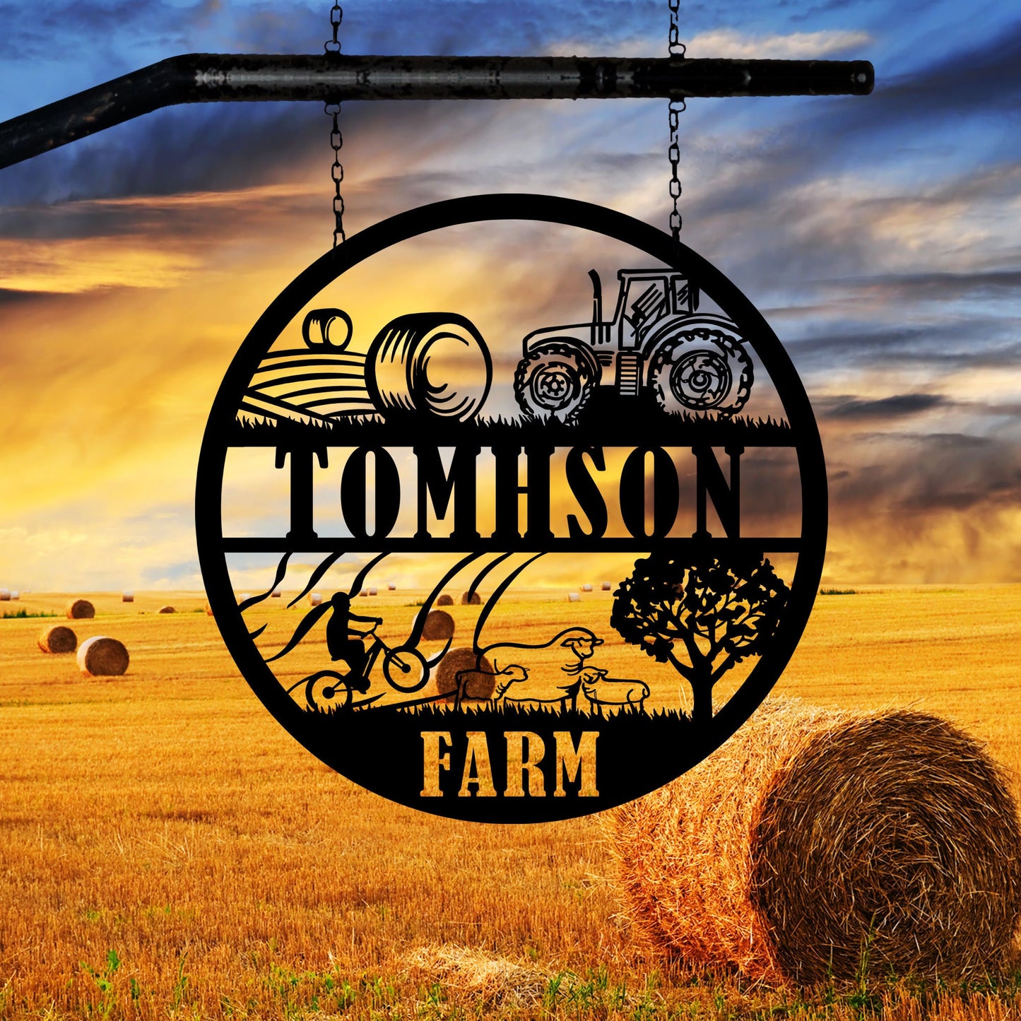 Personalized Metal Farm Sign, Custom Ranch House Metal Sign, Unique Birthday Gift, Christmas Gift for Dad, Easy To Hang, Customize Wall Art