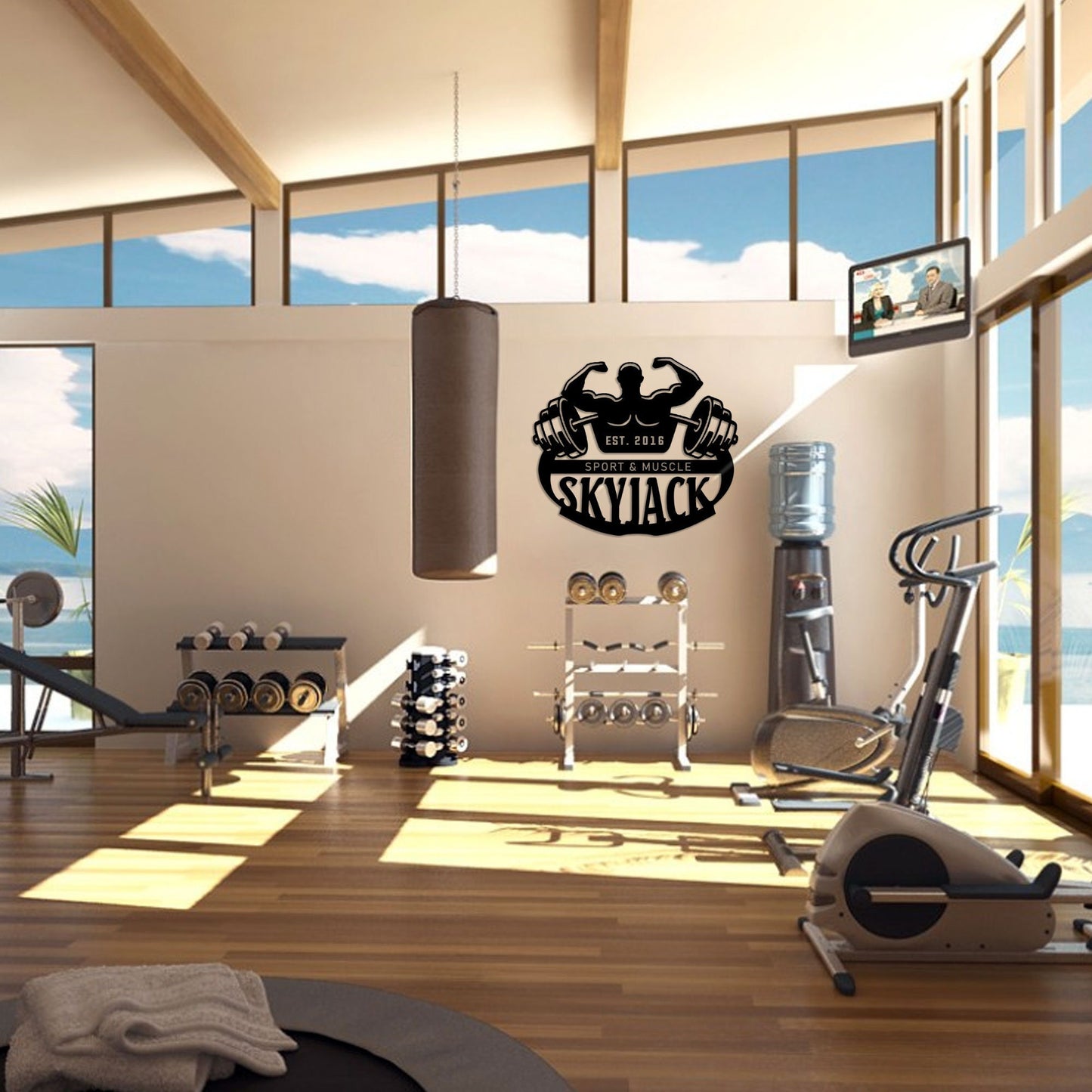 Personalized Hantel Gym Sign, Custom Gym  Metal Wall Decor, Individual Fitness Sports Wall Decor, Metal Gym Decor Sign, Bodybuilder Gift