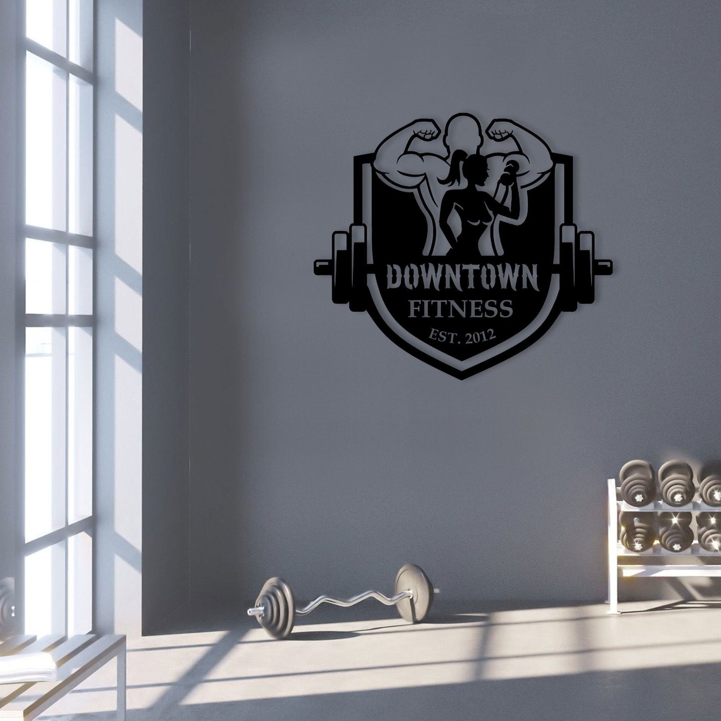 Customized Metal Gym Name Sign, Personalized Sports Room Wall Art, Unique Fitness Wall Sign, Gym Lovers Unique Gift, Christmas Gift For Dad