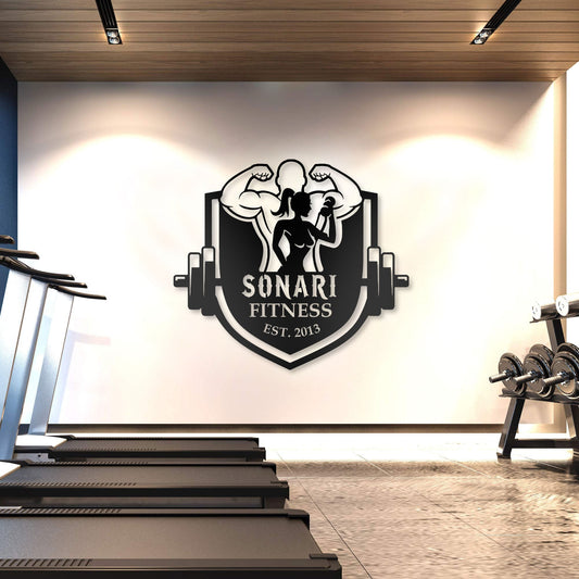 Customized Metal Gym Name Sign, Personalized Sports Room Wall Art, Unique Fitness Wall Sign, Gym Lovers Unique Gift, Christmas Gift For Dad