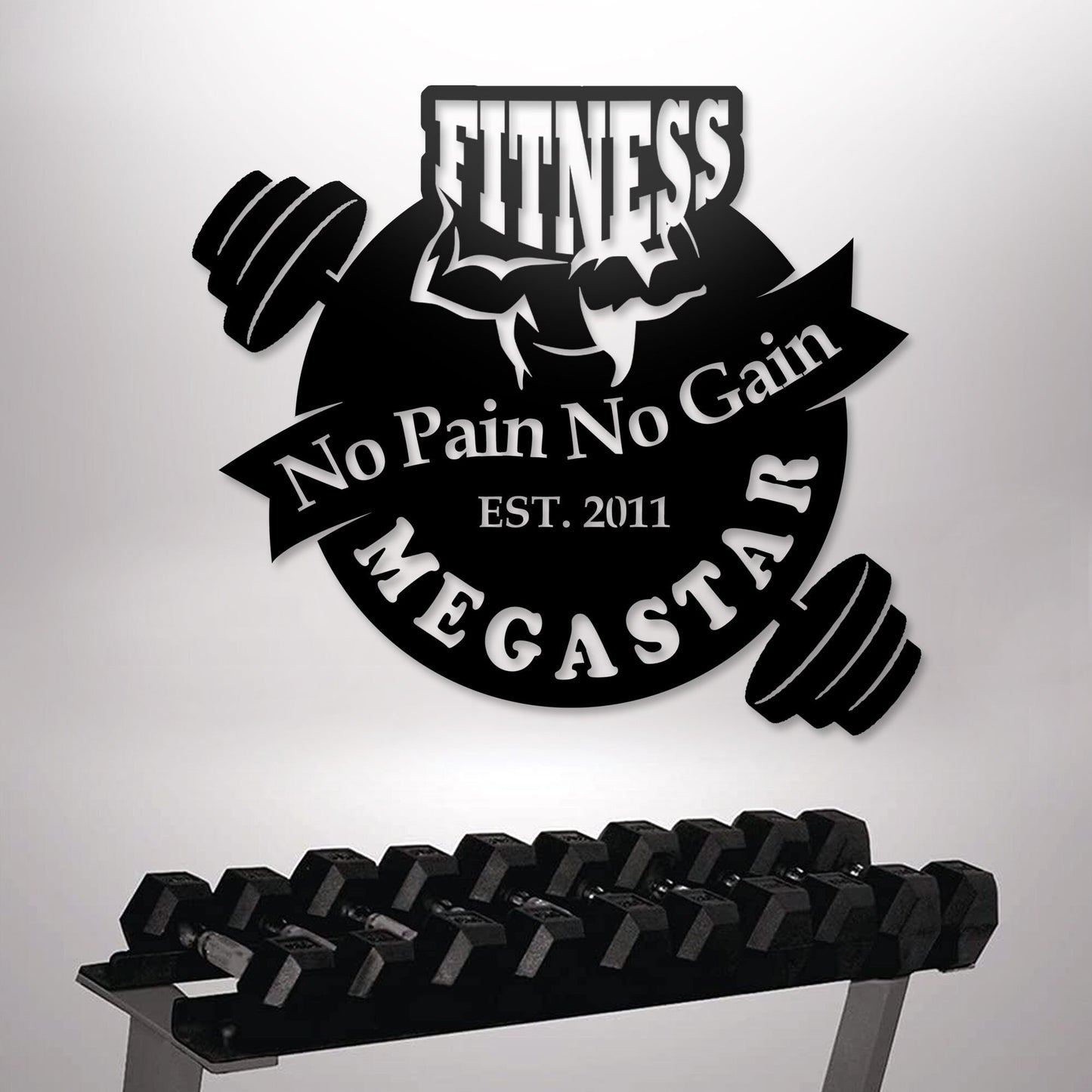 Custom Metal Name Sign, No Pain No Gain Sign, Custom Metal Gym Wall Sign, Personalized GYM Name Sign, Fitness Room Wall Art, Christmas Gift