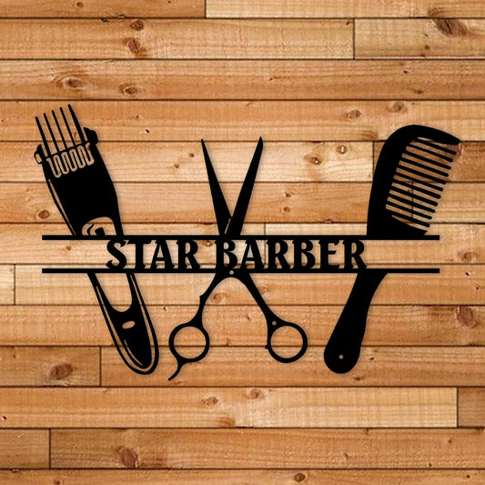 Custom Barber Metal Sign, Personalized Hairdresser Hair Salon Sign, Unique Barber Shop Decor, Barber Gifts, Valentines Day Gift
