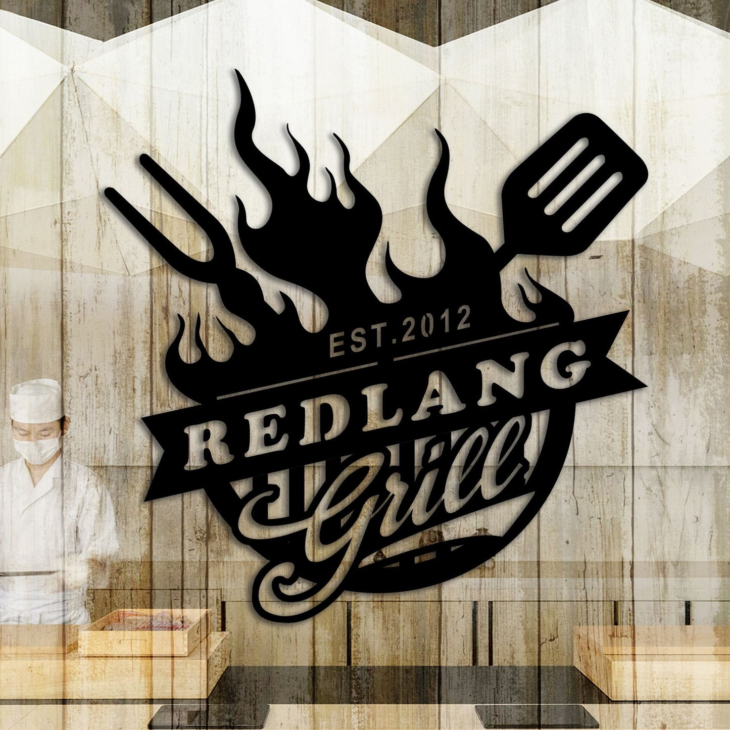 Personalized Metal Grill Garden Name Sign, Custom Metal BBQ Name Sign, Kitchen Metal Name Sign, Gift For Chef, Welcome Sign, Christmas Gift