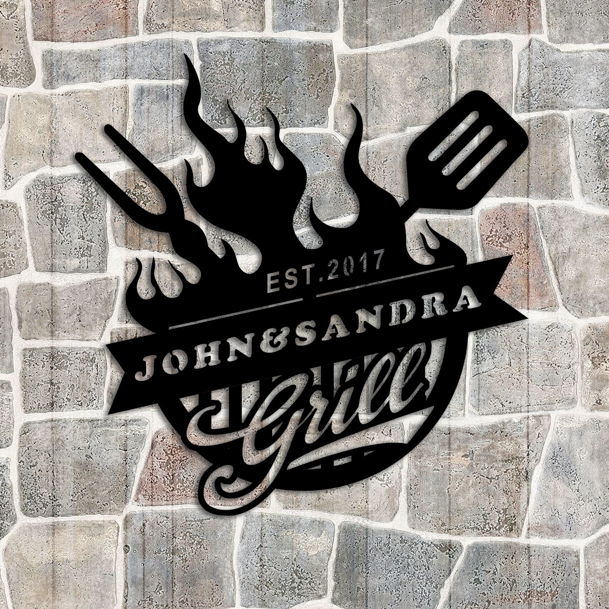 Personalized Metal Grill Garden Name Sign, Custom Metal BBQ Name Sign, Kitchen Metal Name Sign, Gift For Chef, Welcome Sign, Christmas Gift