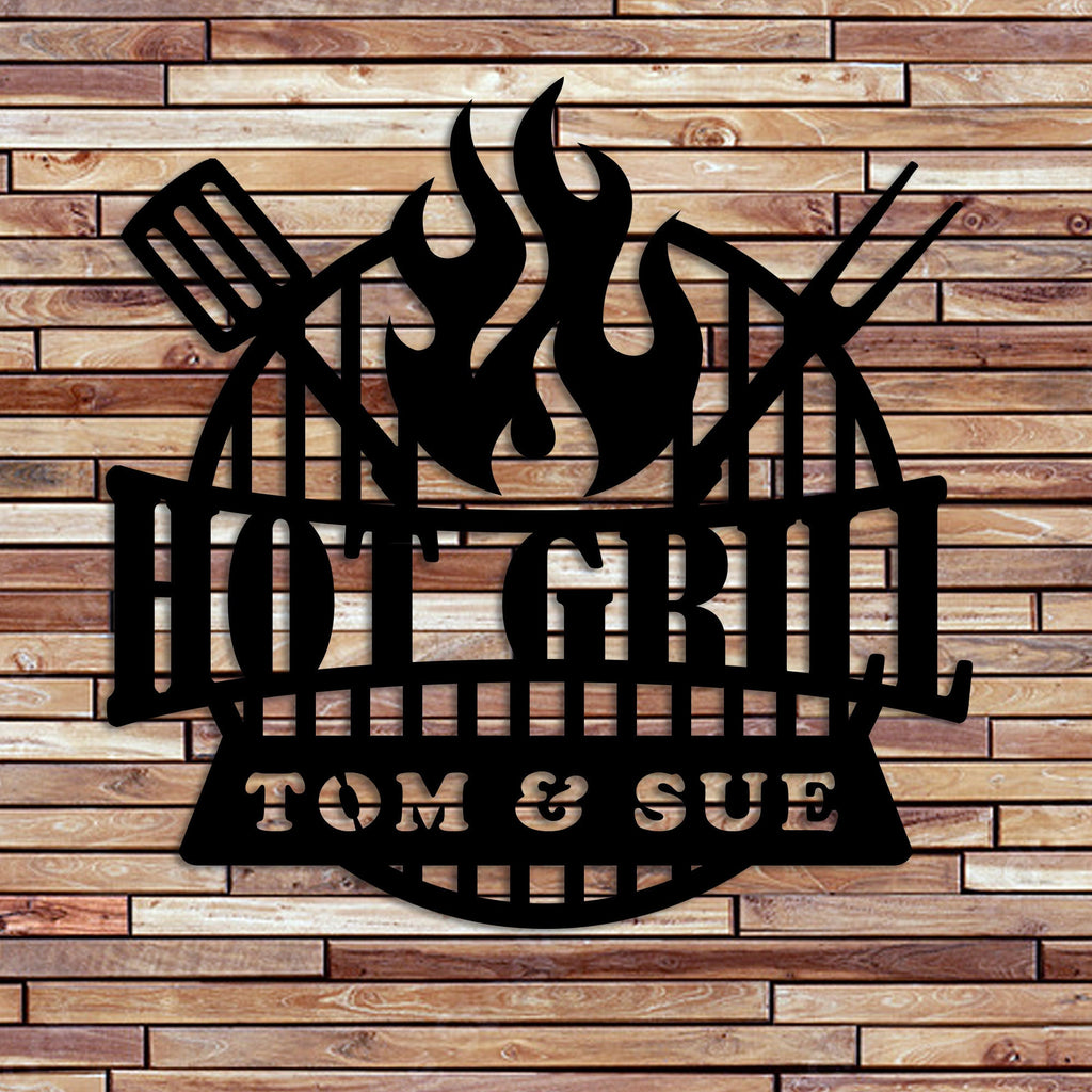 Personalized Grill Metal Wall Decor, Custom Metal Bar Sign, Metal Large BBQ Sign, Custom Grill Sign, Bar And Grill Sign, Last Name Sign