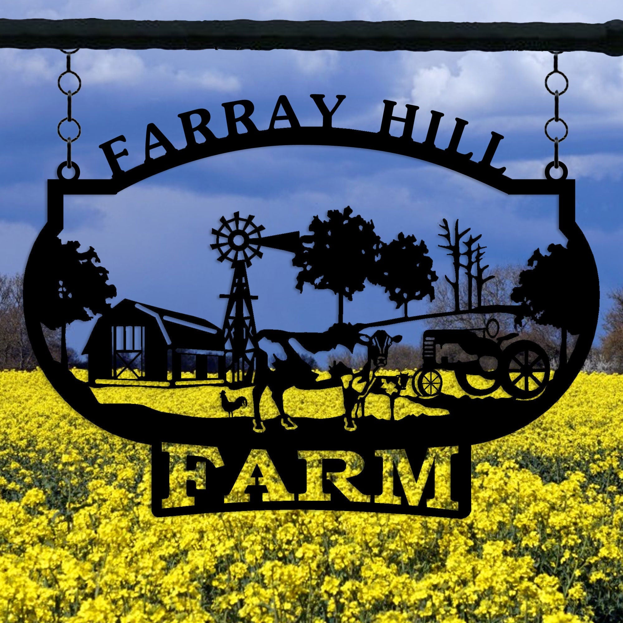 Personalized Metal Farmhouse Sign, Custom Metal Cow Ranch Name Sign, Unique Birthday Gift, Ranch House Entry Metal Sign, Christmas Gift