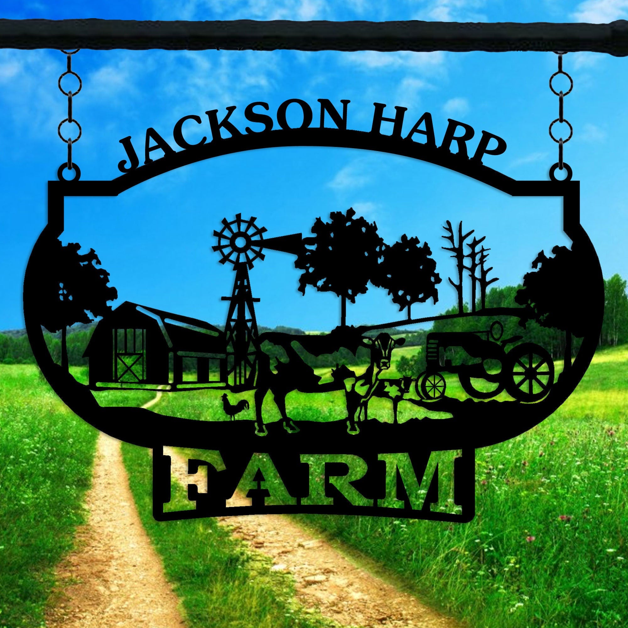 Personalized Metal Farmhouse Sign, Custom Metal Cow Ranch Name Sign, Unique Birthday Gift, Ranch House Entry Metal Sign, Christmas Gift