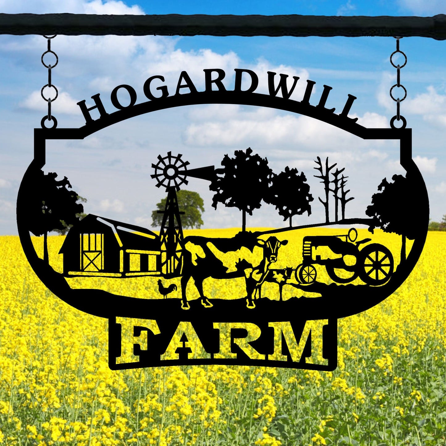 Personalized Metal Farmhouse Sign, Custom Metal Cow Ranch Name Sign, Unique Birthday Gift, Ranch House Entry Metal Sign, Christmas Gift
