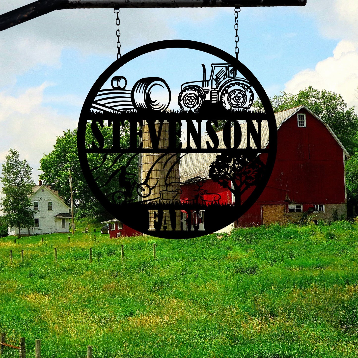 Personalized Metal Farm Sign, Custom Ranch House Metal Sign, Unique Birthday Gift, Christmas Gift for Dad, Easy To Hang, Customize Wall Art