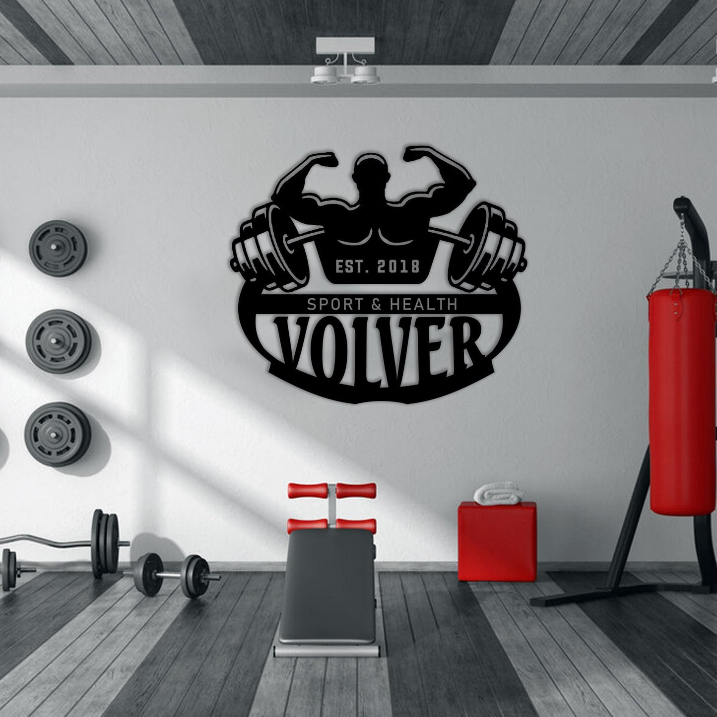 Personalized Gym Name Metal Sign, Custom Fitness Metal Wall Art, Gym Lovers Unique Birthday Gift, Family Sport Room Wall Art, Gift For Her
