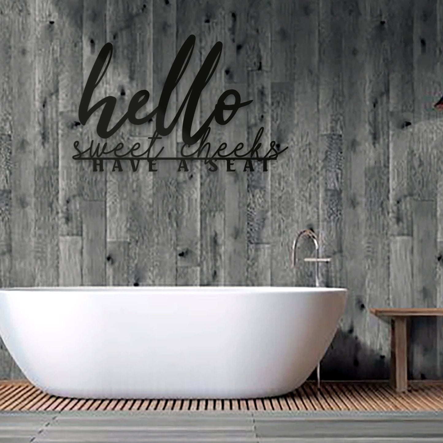 Hello Sweet Cheeks Metal Wall Art, Unique Birthday Gift, House Entry Metal Sign, Bathroom Metal Wall Decor, Mothers Day Gift, Christmas Gift