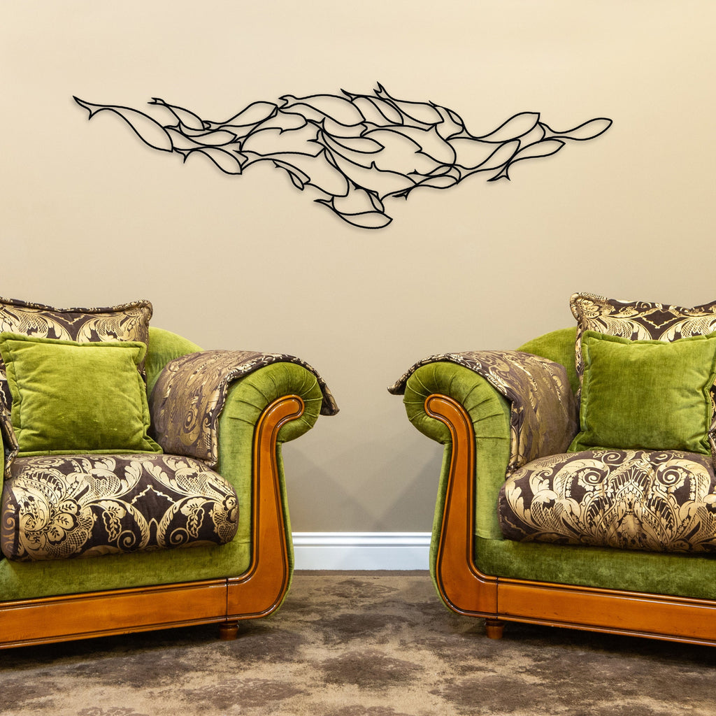 School of Fish Metal Line Art, Ocean Lovers Metal Wall Art, Pool entry metal wall art, Beach club metal wall art, Christmas Gift, Best Gift