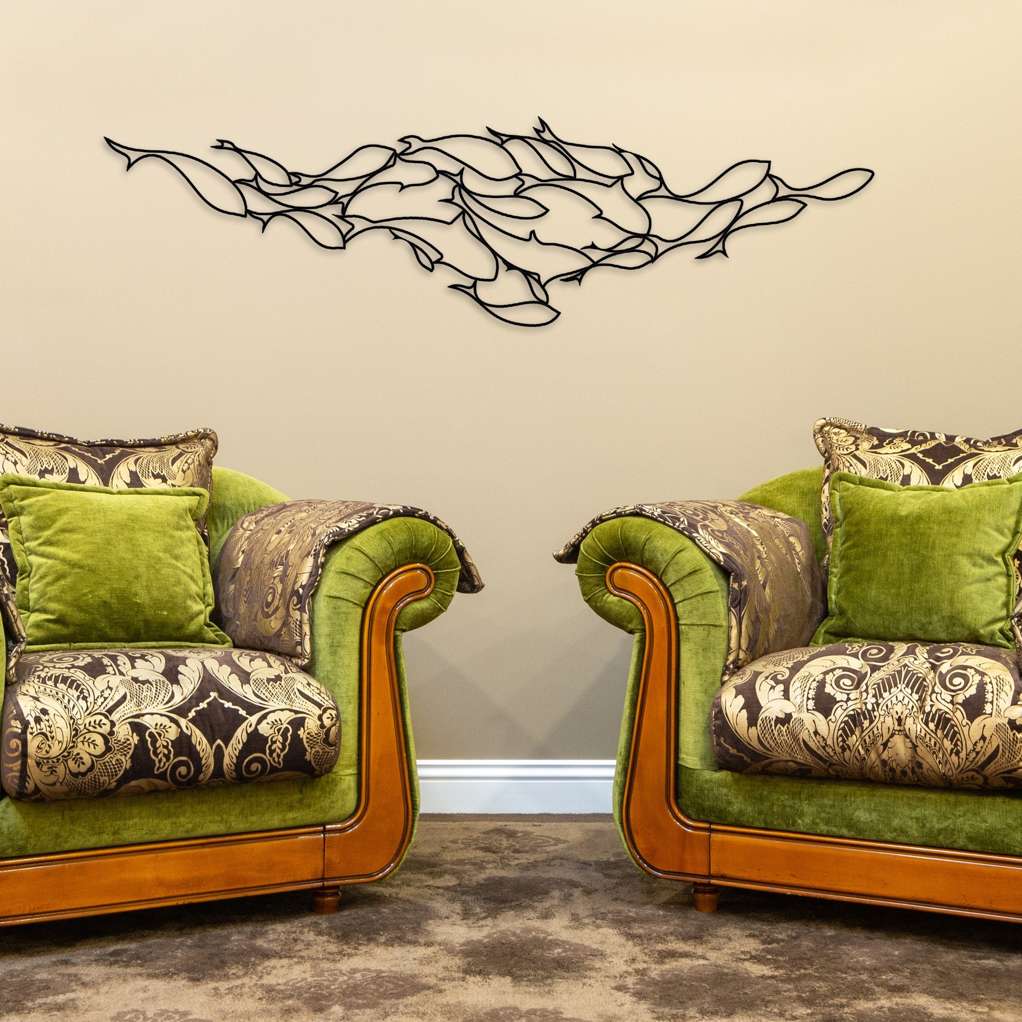 School of Fish Metal Line Art, Ocean Lovers Metal Wall Art, Pool entry metal wall art, Beach club metal wall art, Christmas Gift, Best Gift