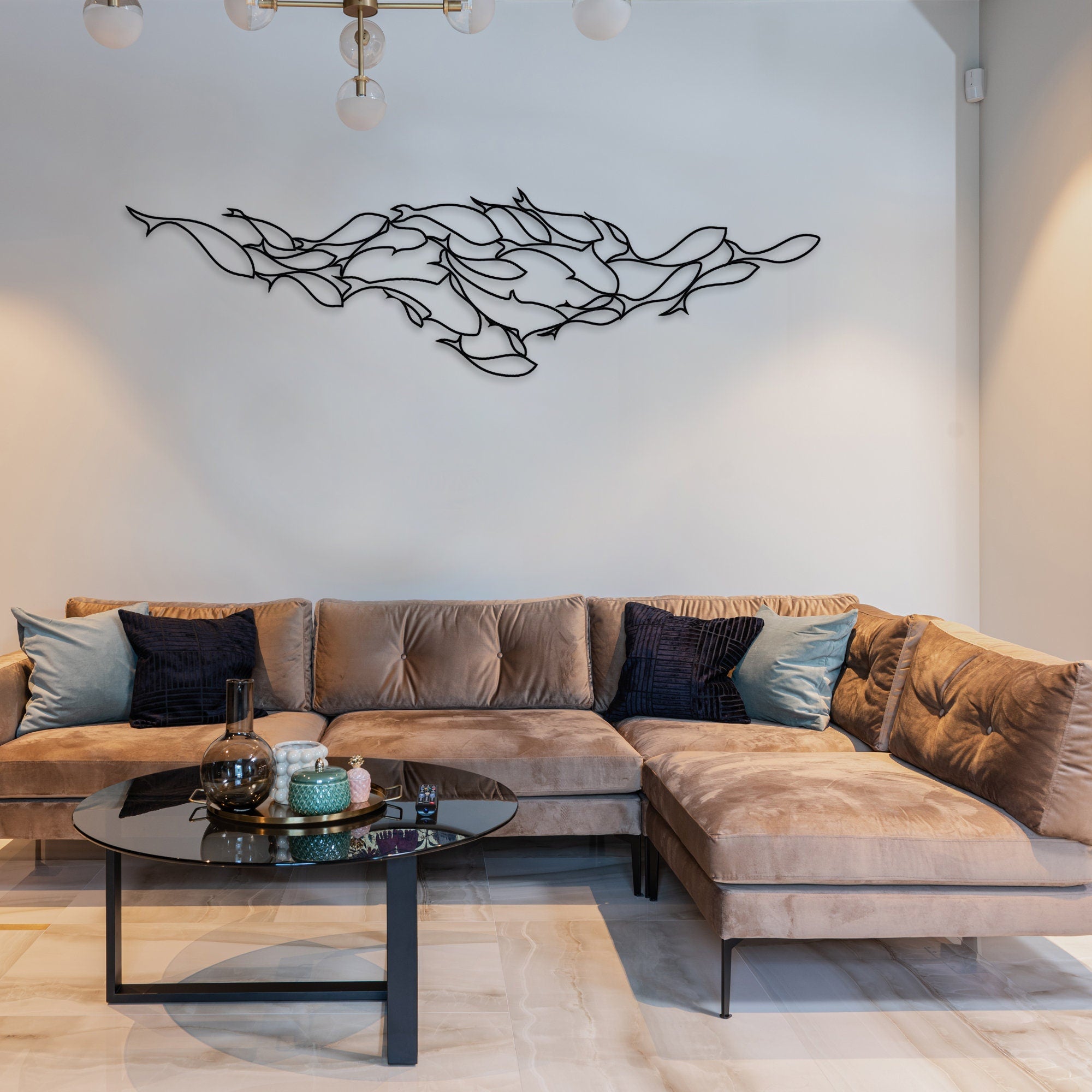 School of Fish Metal Line Art, Ocean Lovers Metal Wall Art, Pool entry metal wall art, Beach club metal wall art, Christmas Gift, Best Gift