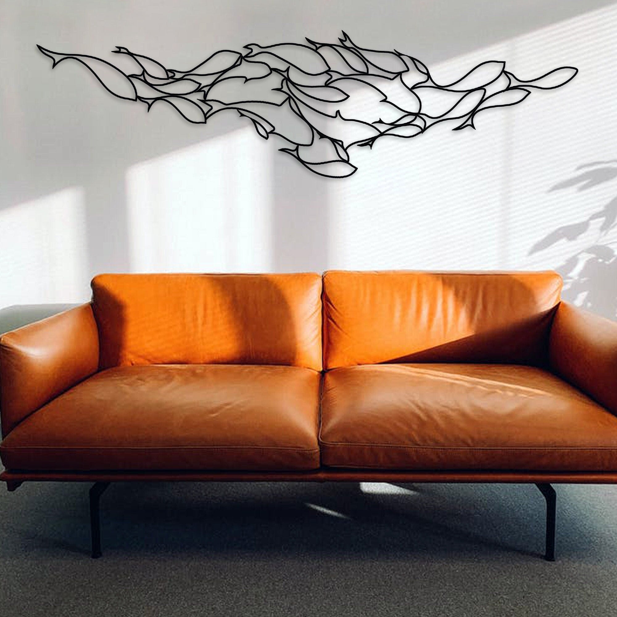 School of Fish Metal Line Art, Ocean Lovers Metal Wall Art, Pool entry metal wall art, Beach club metal wall art, Christmas Gift, Best Gift