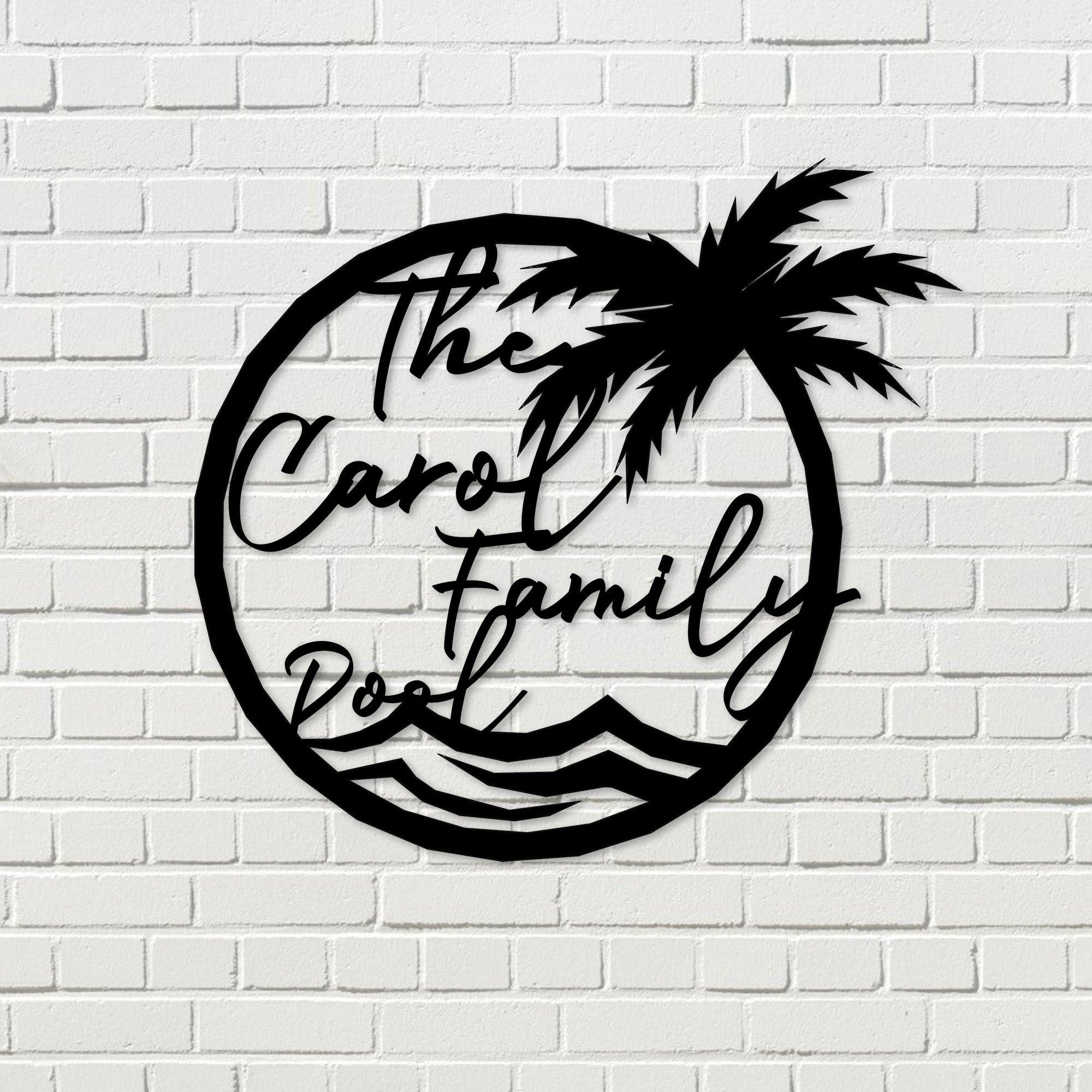 Personalized Pool House Metal Sign, Custom Family Pool Entry Metal Palm Wall Decor, Metal Palm Tree Pool Sign, Birthday Gift, Christmas Gift