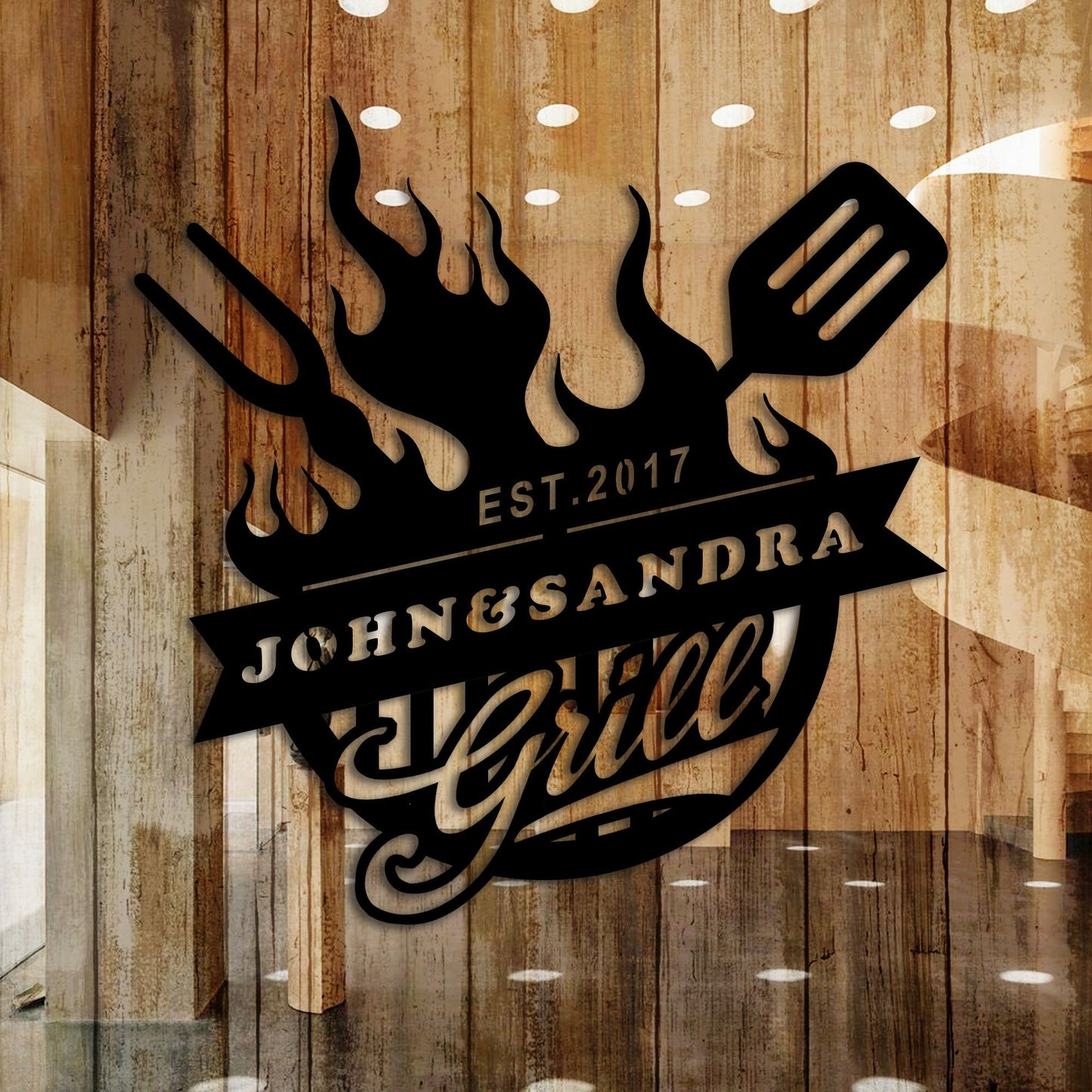 Personalized Metal Grill Garden Name Sign, Custom Metal BBQ Name Sign, Kitchen Metal Name Sign, Gift For Chef, Welcome Sign, Christmas Gift