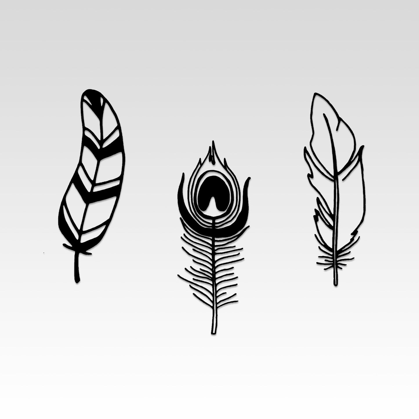 Feather Metal Wall Art, 3 Pieces Metal Wall Decor, Unique Livingroom Wall Art, Feather Wall Hangig, Feather Wall Decor