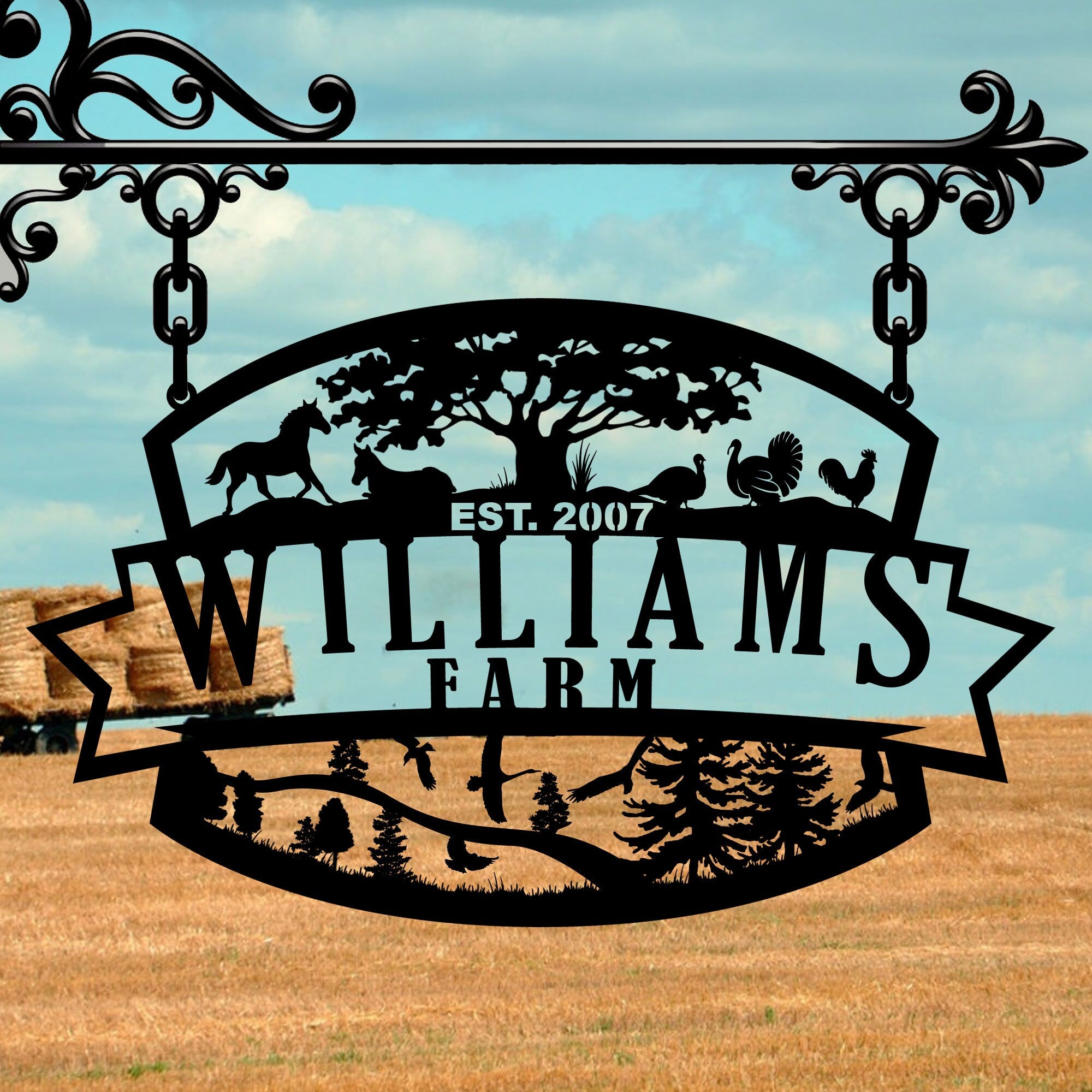 Personalized Farm Name Sign, Custom Ranch Entry Sign, Unique Birthday Gift, Gift For Family, Anniversary Gift, Custom Barn Name Metal Sign