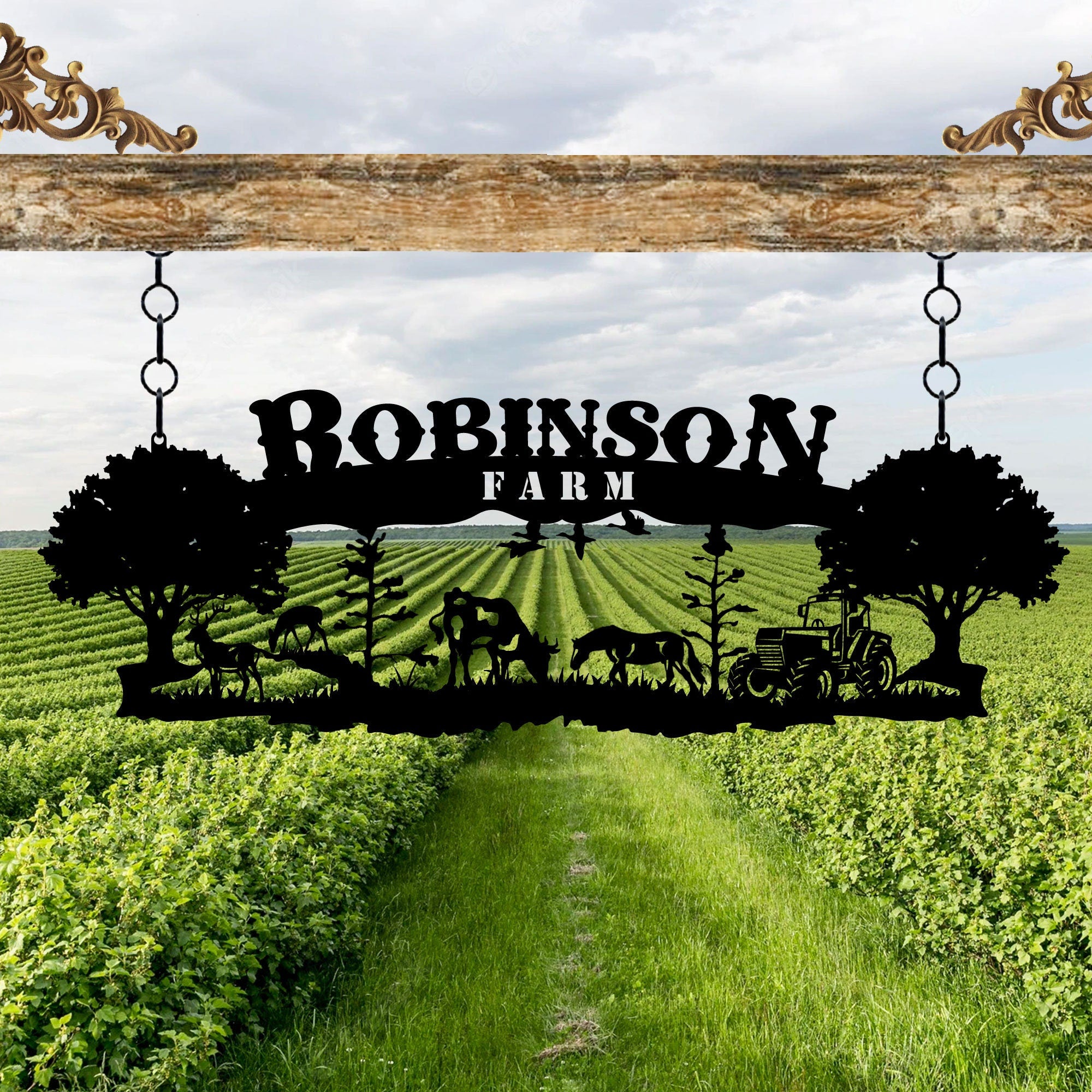 Personalized Metal Farmhouse Name Sign, Custom Metal Ranch House Name Sign, Porch Metal Wall Art, Unique Birthday Gift, Christmas Gift