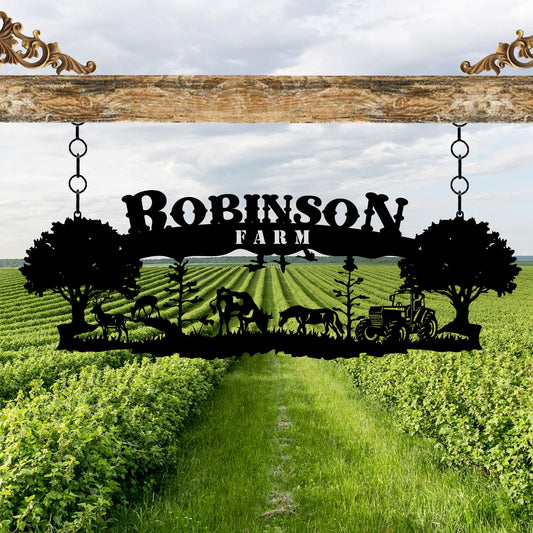 Personalized Metal Farmhouse Name Sign, Custom Metal Ranch House Name Sign, Porch Metal Wall Art, Unique Birthday Gift, Christmas Gift