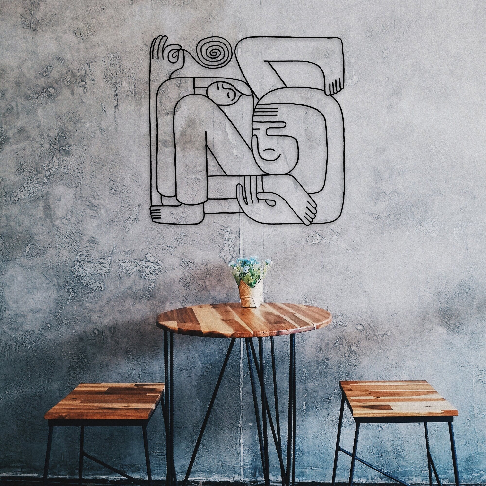 Abstract Faces Metal Line Wall Art, Faces Metal Line Wall Art, Headboard Metal Wall Art, Unique Birthday Gift, Best Gift, Christmas Gift