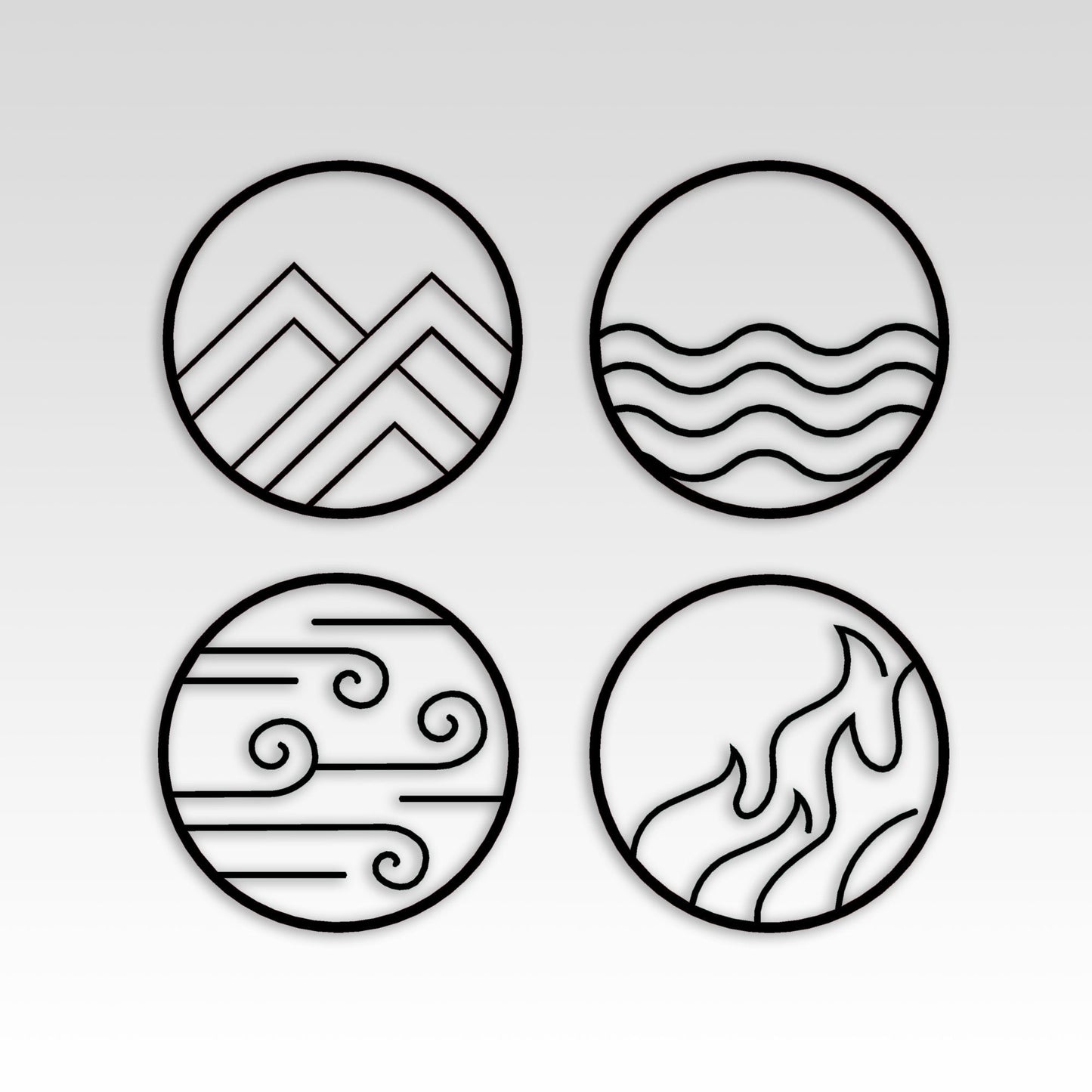 Four Elements Metal Wall Art, 4 Pieces Metal Wall Decor, Yoga Room Unique Metal Sign, Unique Birthday Gift, Christmas Gift, Porch Wall Art