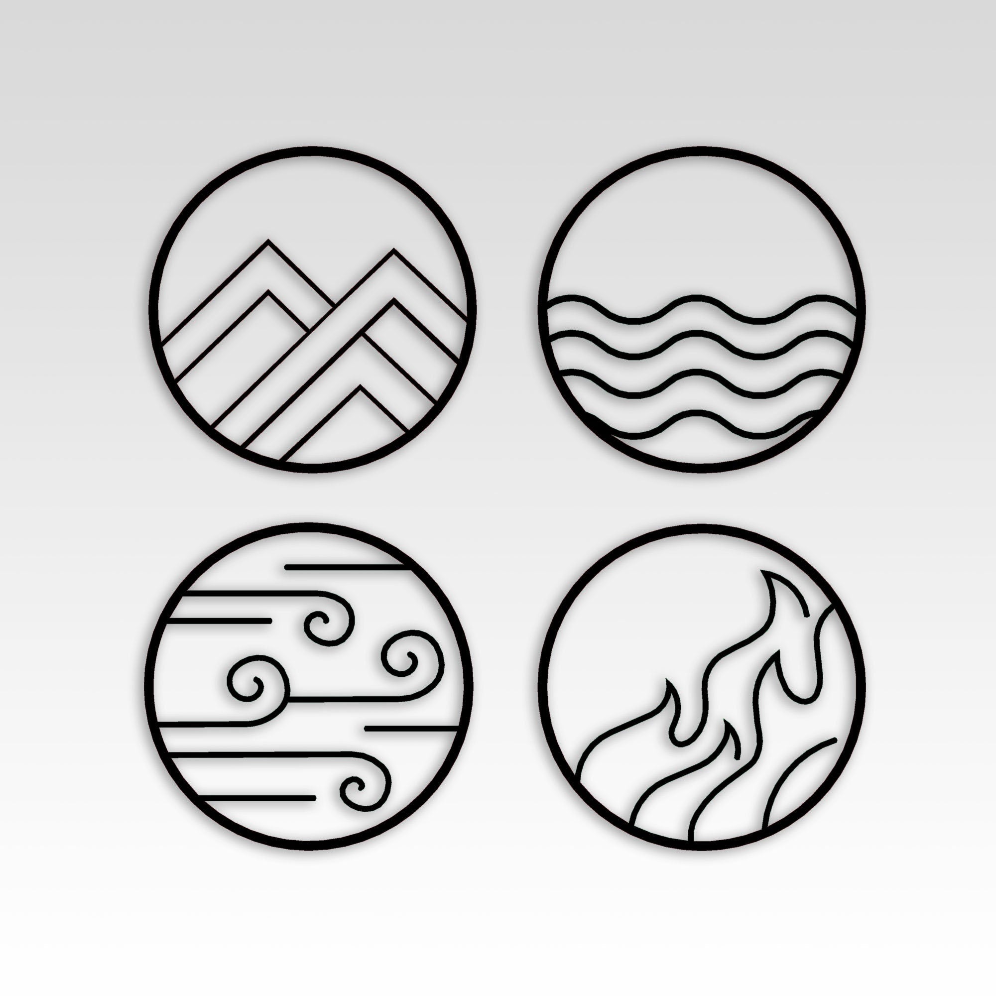 Four Elements Metal Wall Art, 4 Pieces Metal Wall Decor, Yoga Room Unique Metal Sign, Unique Birthday Gift, Christmas Gift, Porch Wall Art