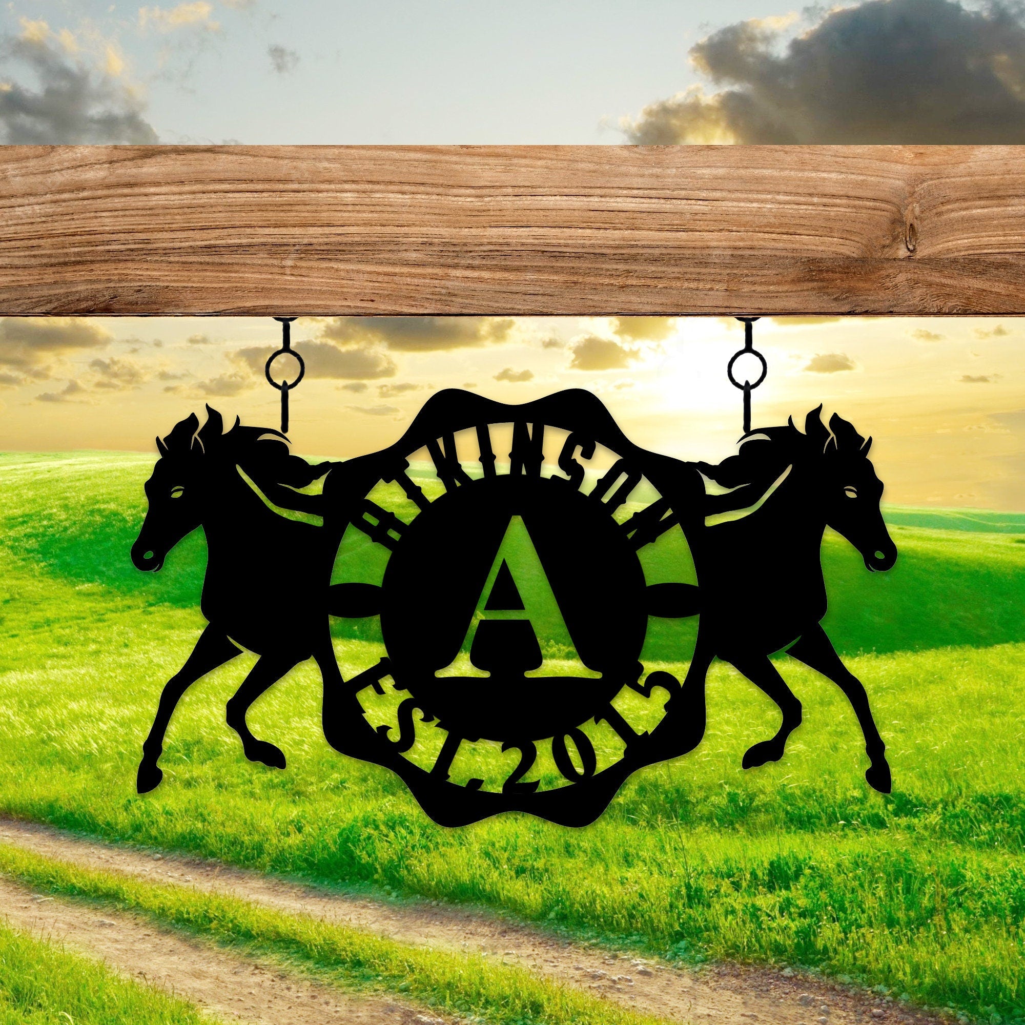 Personalized Metal Horse Ranch Name Sign, Monogram Barn Name Sign, Personalized Barn Name Sign, Horse Lovers Birhtday Gift, Christmas Gift