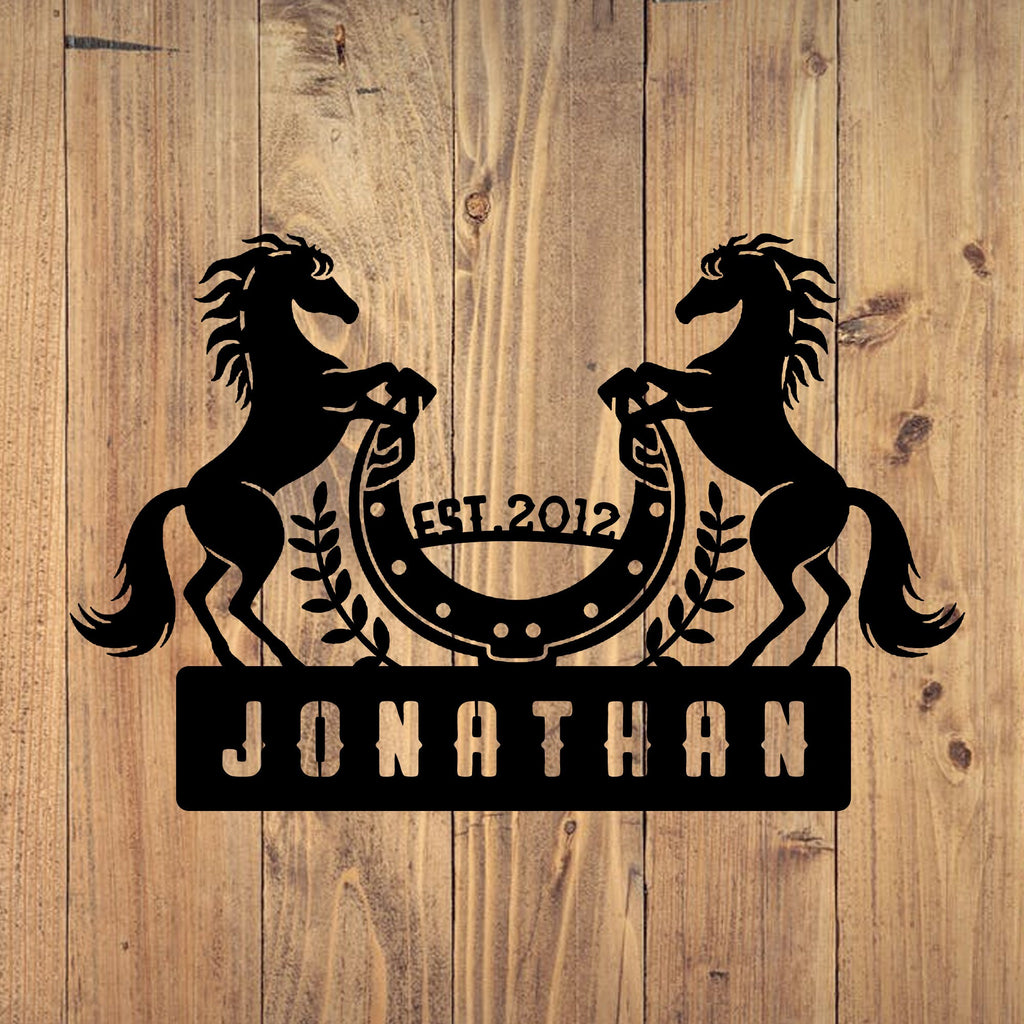 Personalized Metal Horse Barn Sign, Horse Ranch Metal Wall Art, Custom Horse Farm Name Sign, Horse Lovers Gift, Christmas Gift, Ranch Sign