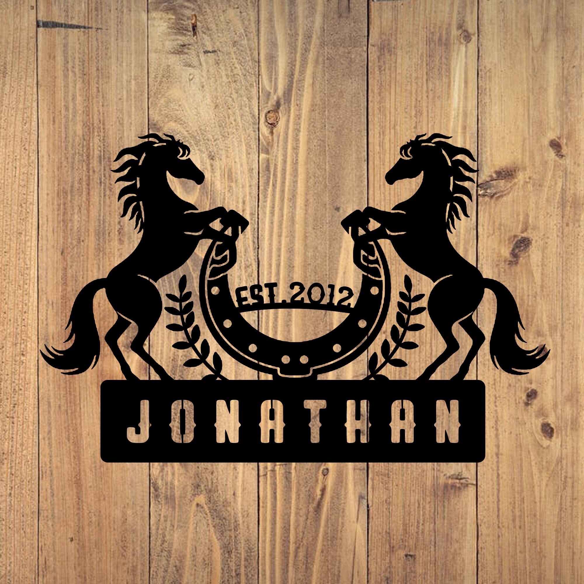 Personalized Metal Horse Barn Sign, Horse Ranch Metal Wall Art, Custom Horse Farm Name Sign, Horse Lovers Gift, Christmas Gift, Ranch Sign