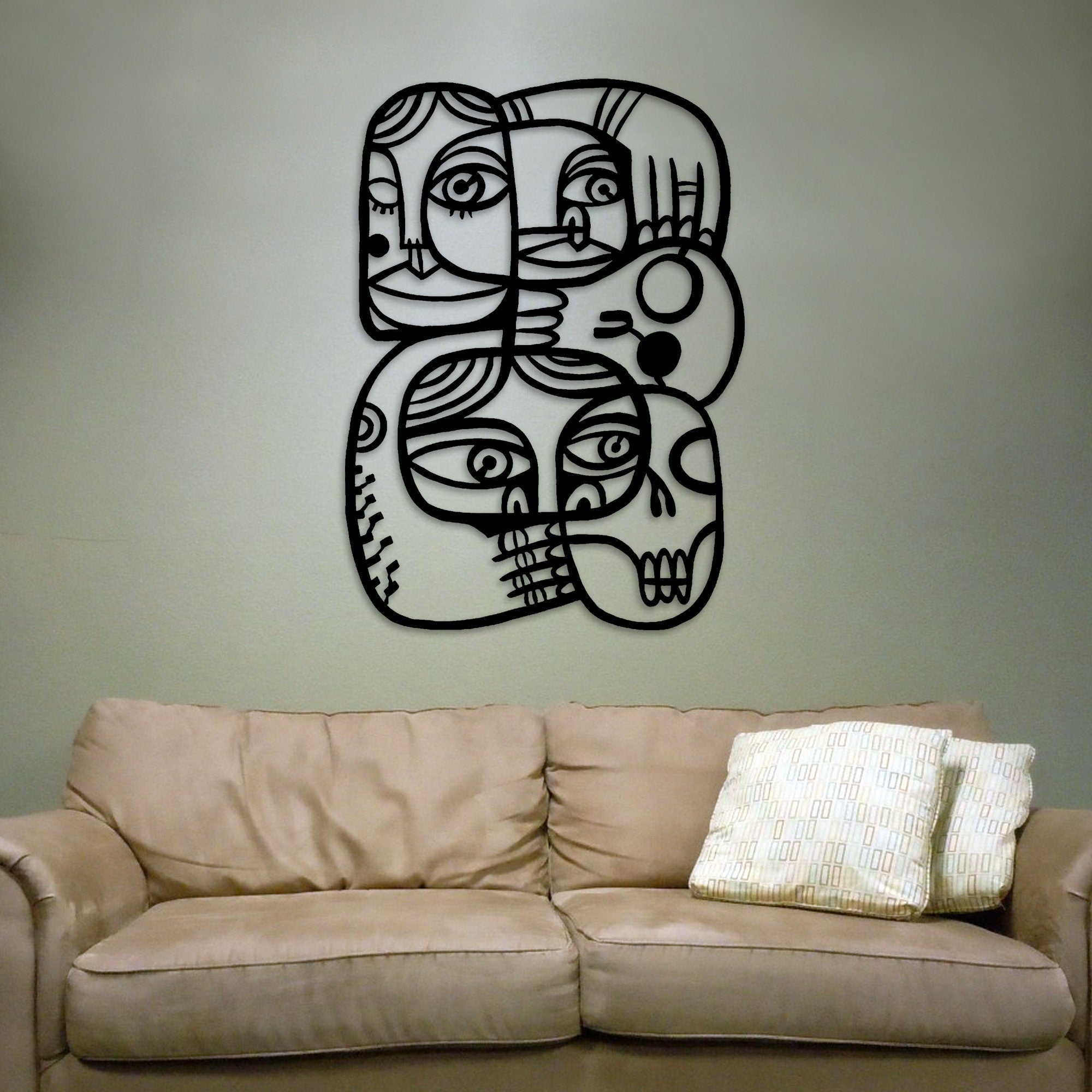 Abstract Metal Wall Art, Faces Picasso Metal Wall Decor, Unique Birthday Gift, Office Entry Metal Sign, Bestseller Gift, Christmas Gift