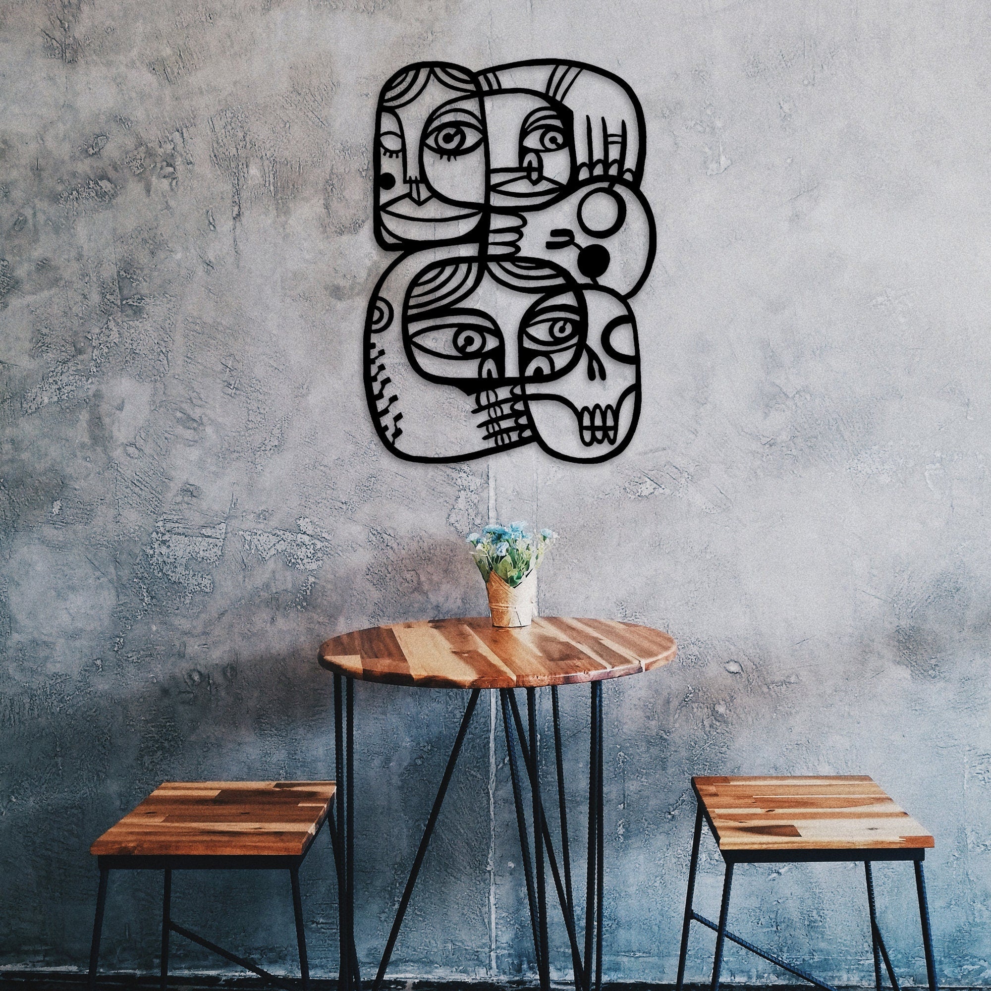 Abstract Metal Wall Art, Faces Picasso Metal Wall Decor, Unique Birthday Gift, Office Entry Metal Sign, Bestseller Gift, Christmas Gift